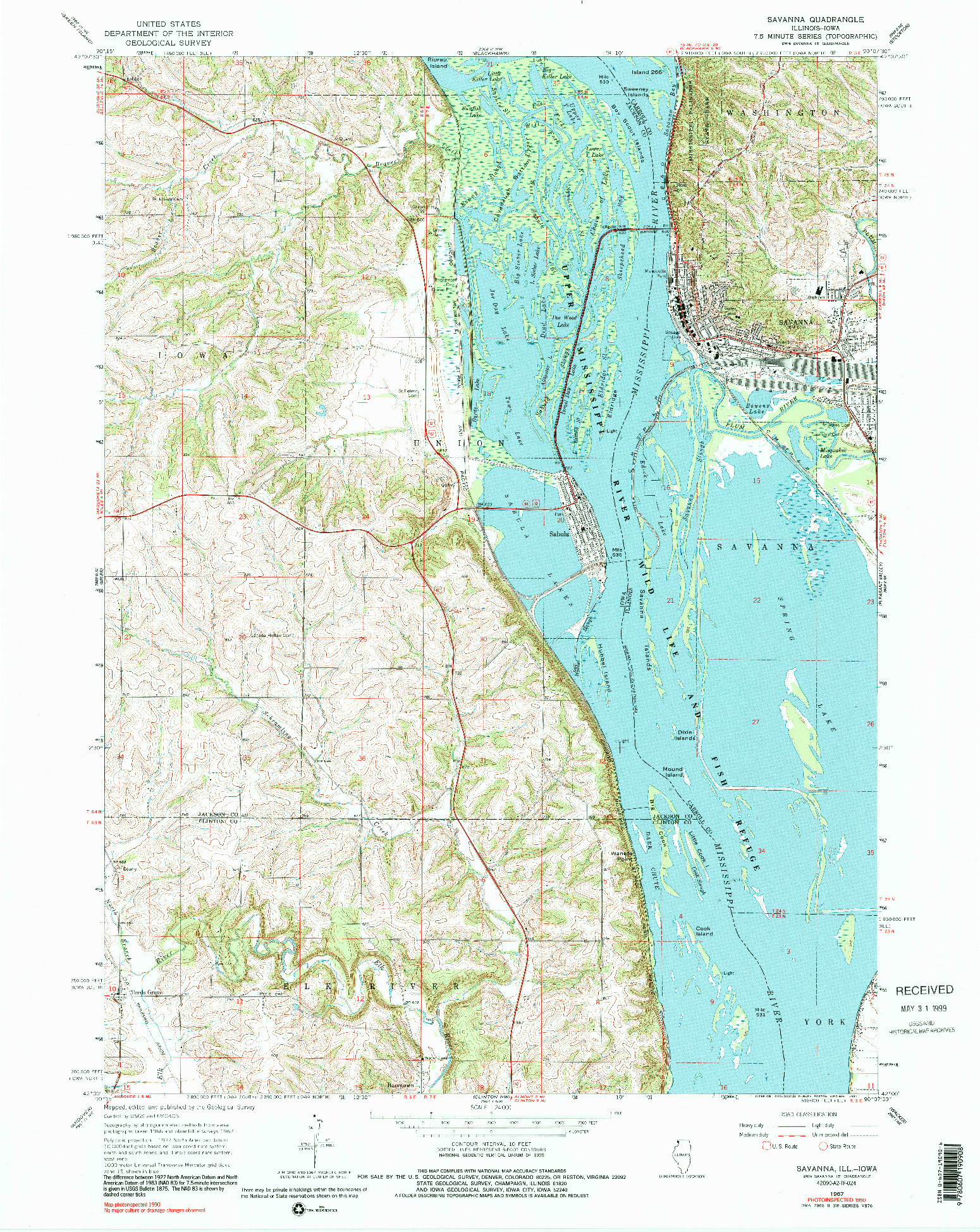 USGS 1:24000-SCALE QUADRANGLE FOR SAVANNA, IL 1967