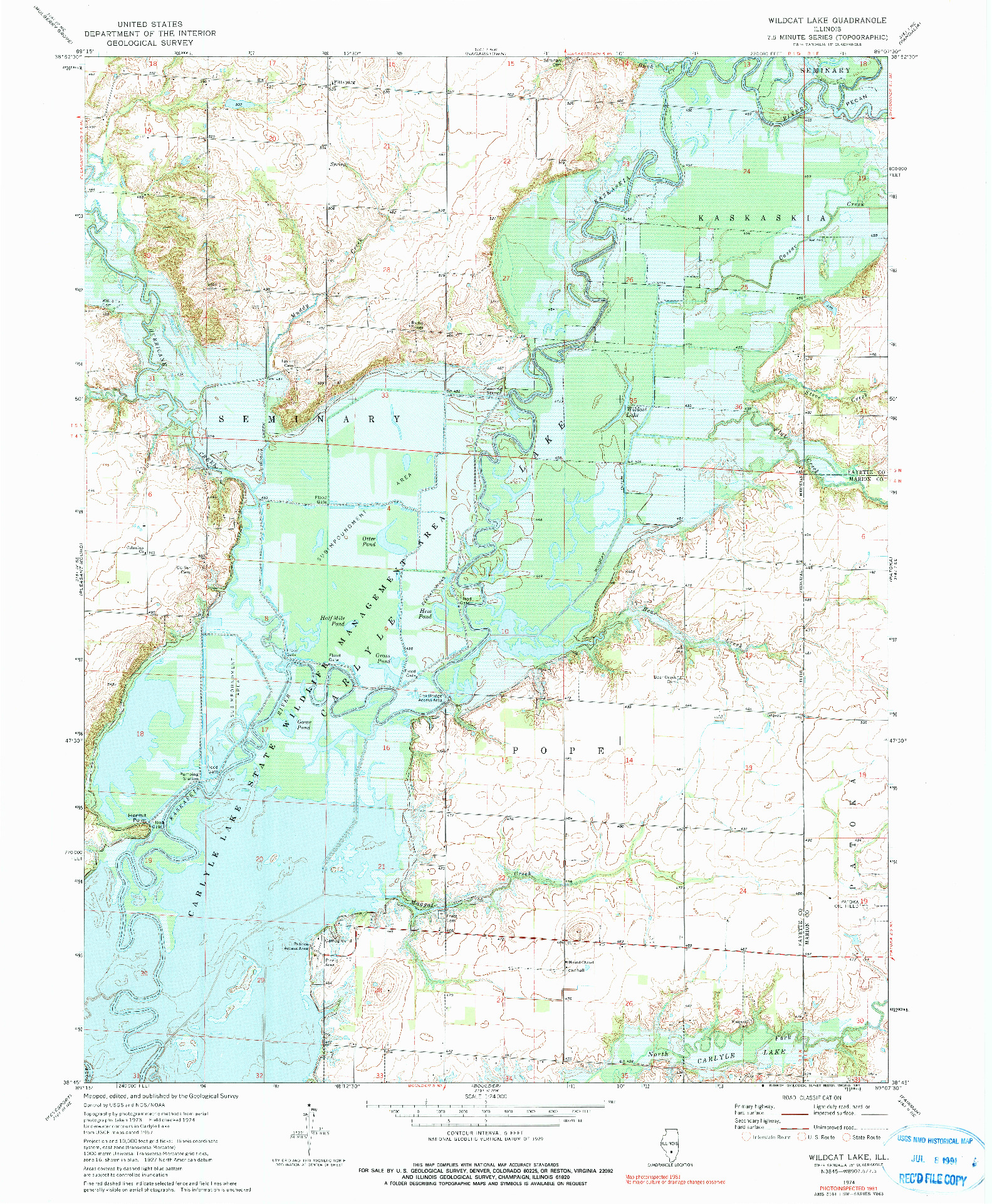 USGS 1:24000-SCALE QUADRANGLE FOR WILDCAT LAKE, IL 1974