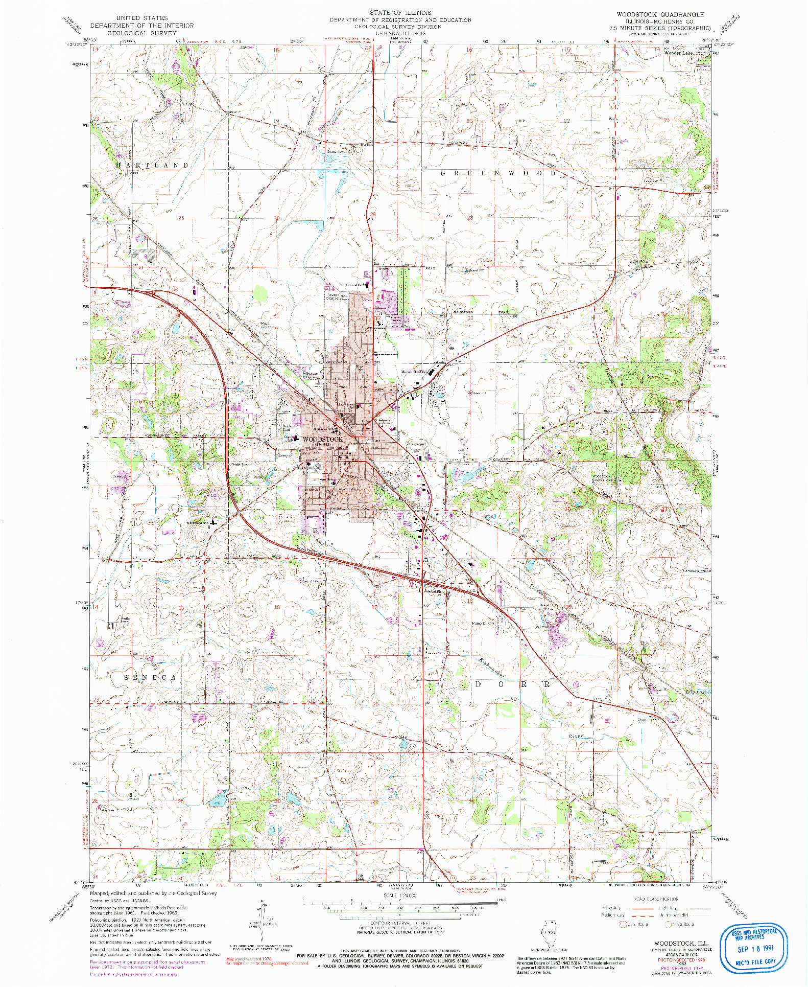 USGS 1:24000-SCALE QUADRANGLE FOR WOODSTOCK, IL 1963