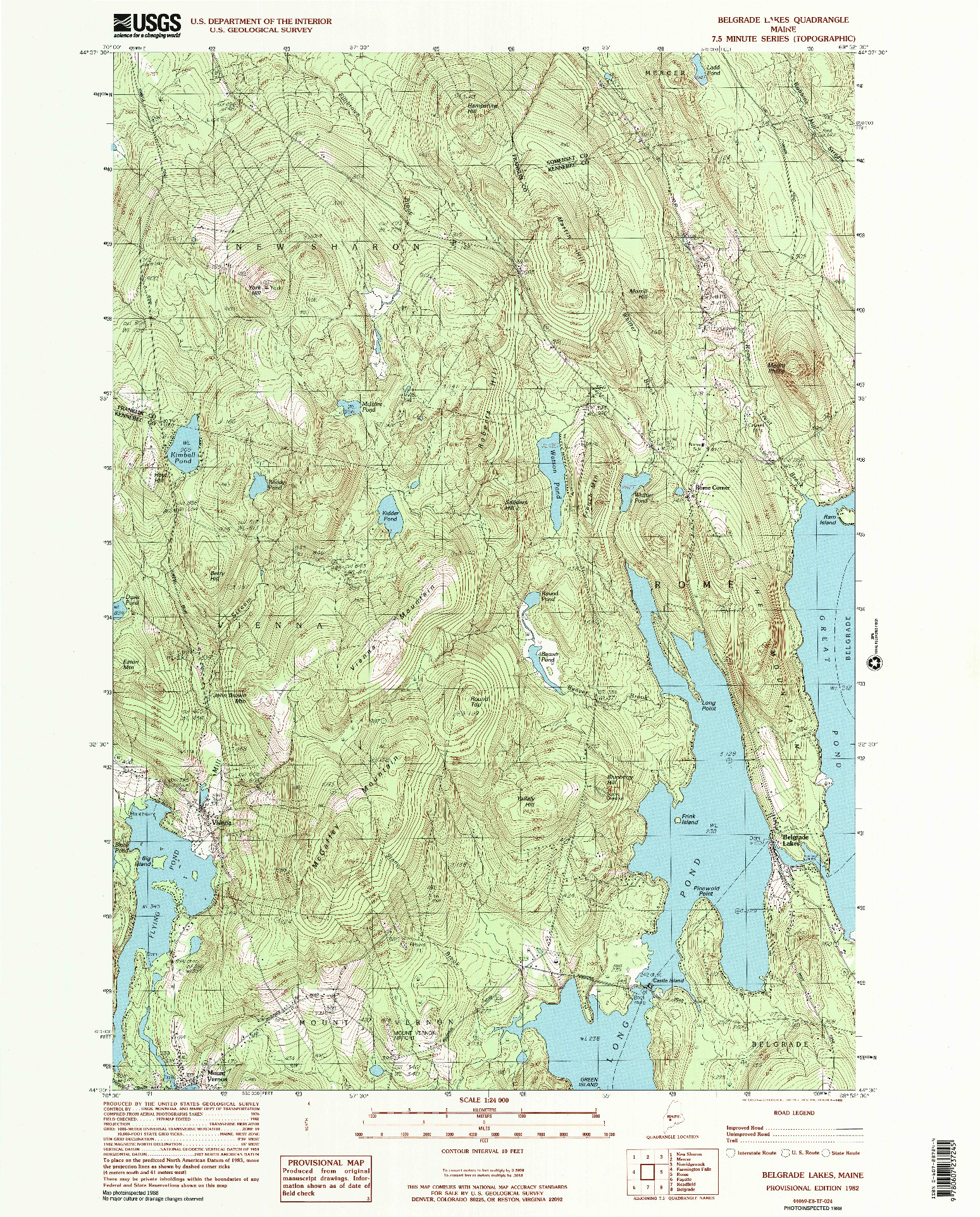 USGS 1:24000-SCALE QUADRANGLE FOR BELGRADE LAKES, ME 1982