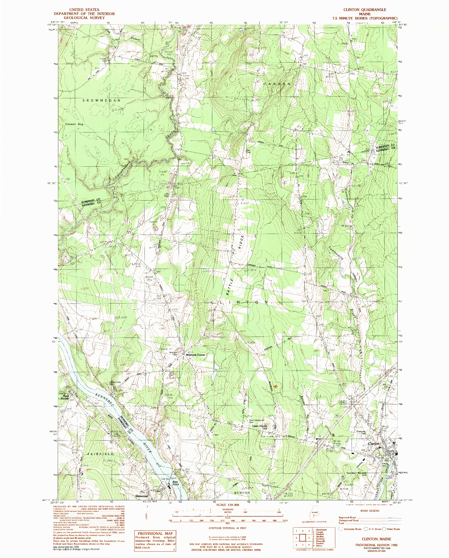 USGS 1:24000-SCALE QUADRANGLE FOR CLINTON, ME 1982