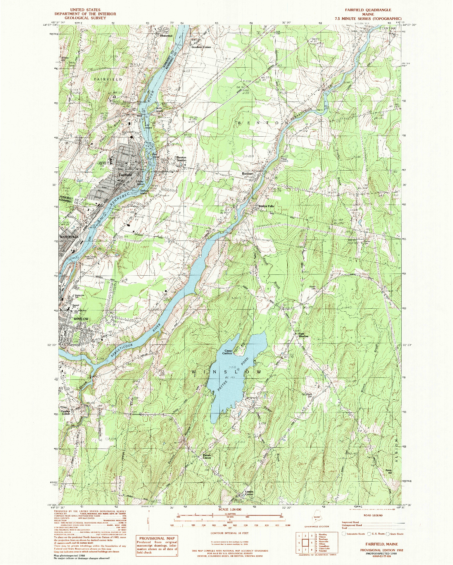 USGS 1:24000-SCALE QUADRANGLE FOR FAIRFIELD, ME 1982