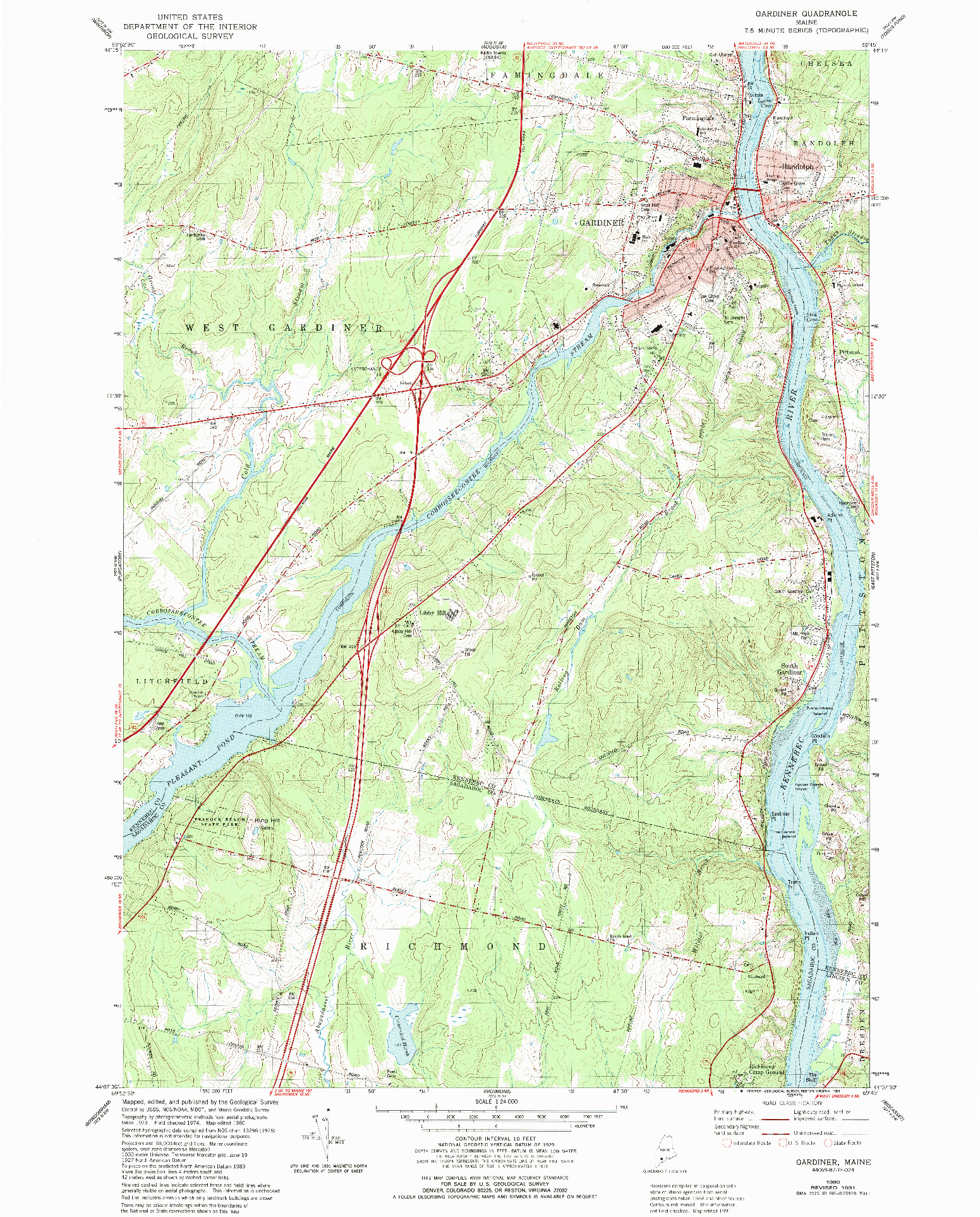 USGS 1:24000-SCALE QUADRANGLE FOR GARDINER, ME 1980