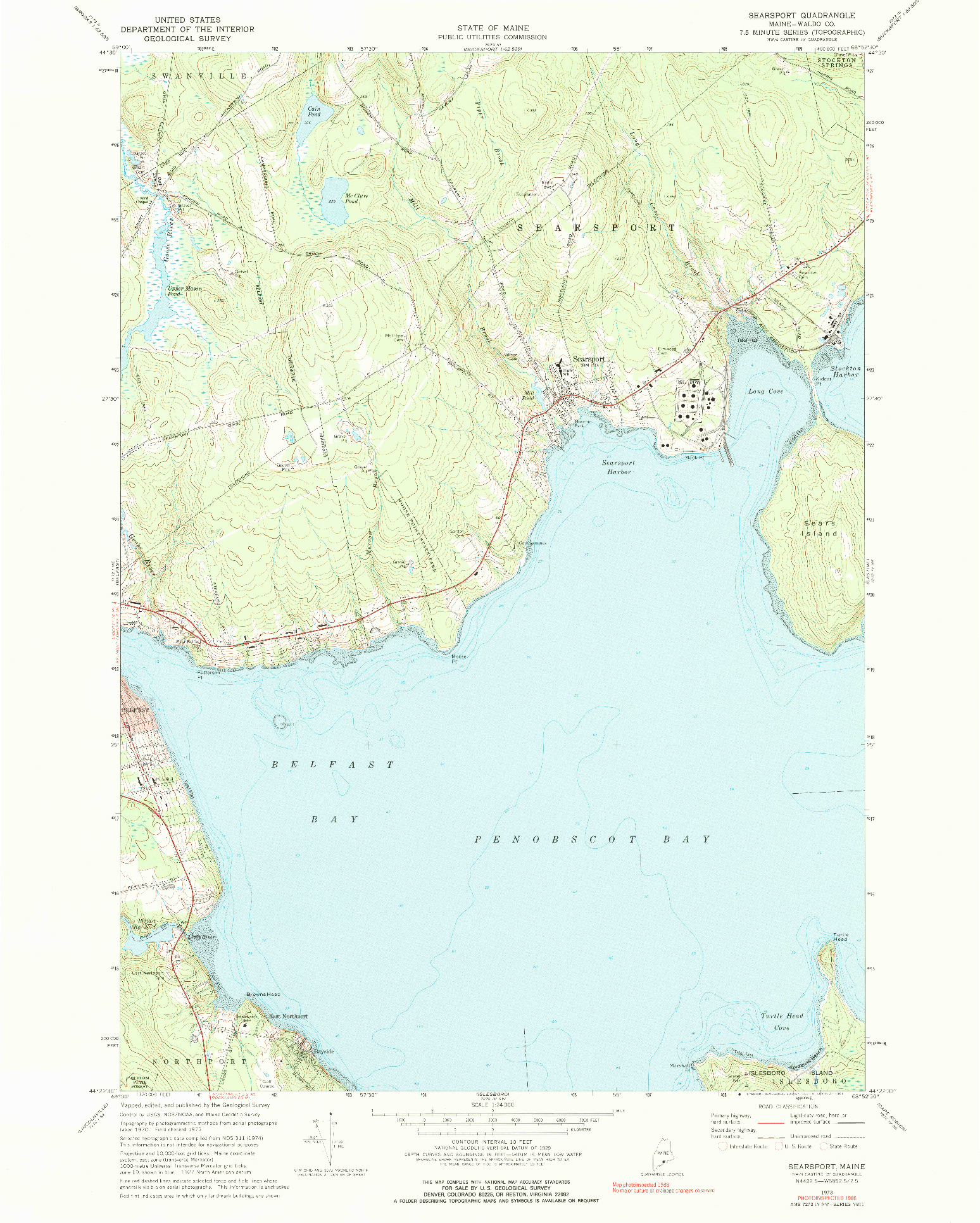 USGS 1:24000-SCALE QUADRANGLE FOR SEARSPORT, ME 1973