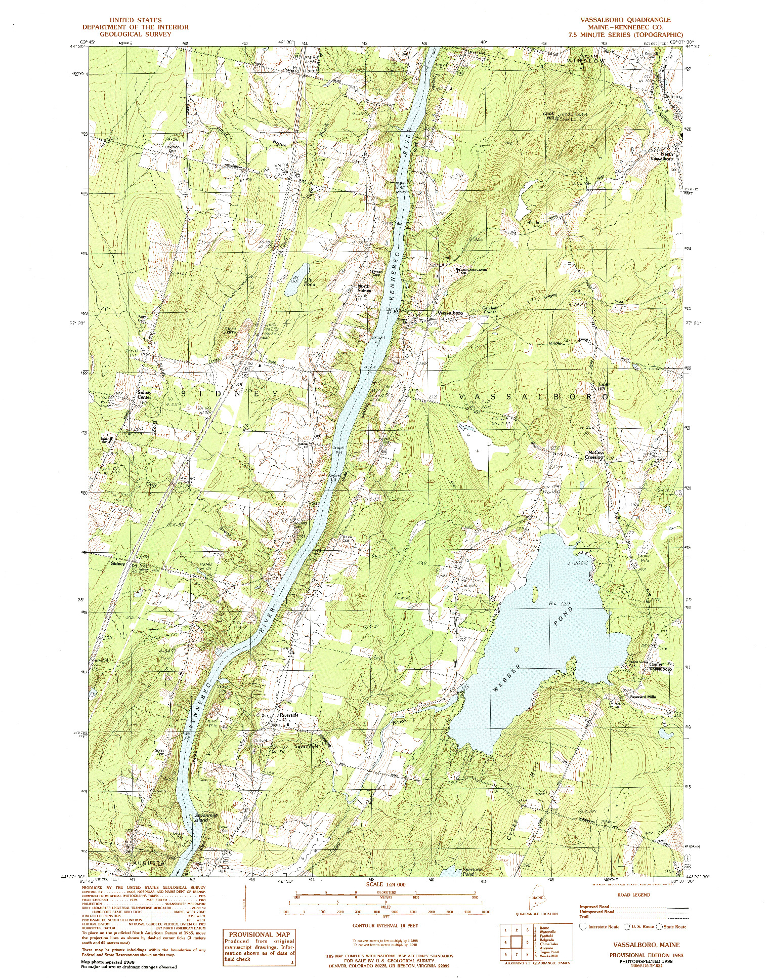 USGS 1:24000-SCALE QUADRANGLE FOR VASSALBORO, ME 1983