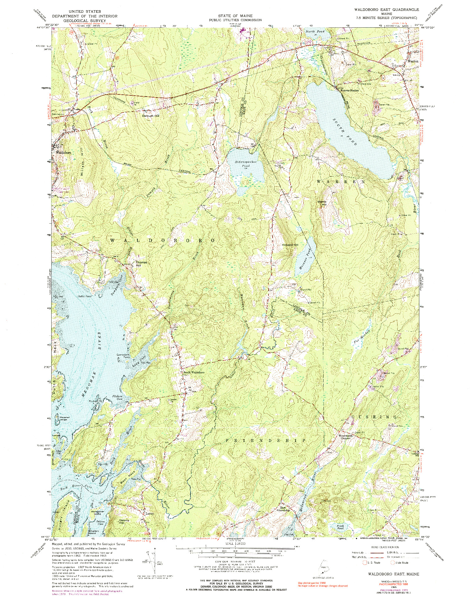 USGS 1:24000-SCALE QUADRANGLE FOR WALDOBORO EAST, ME 1965