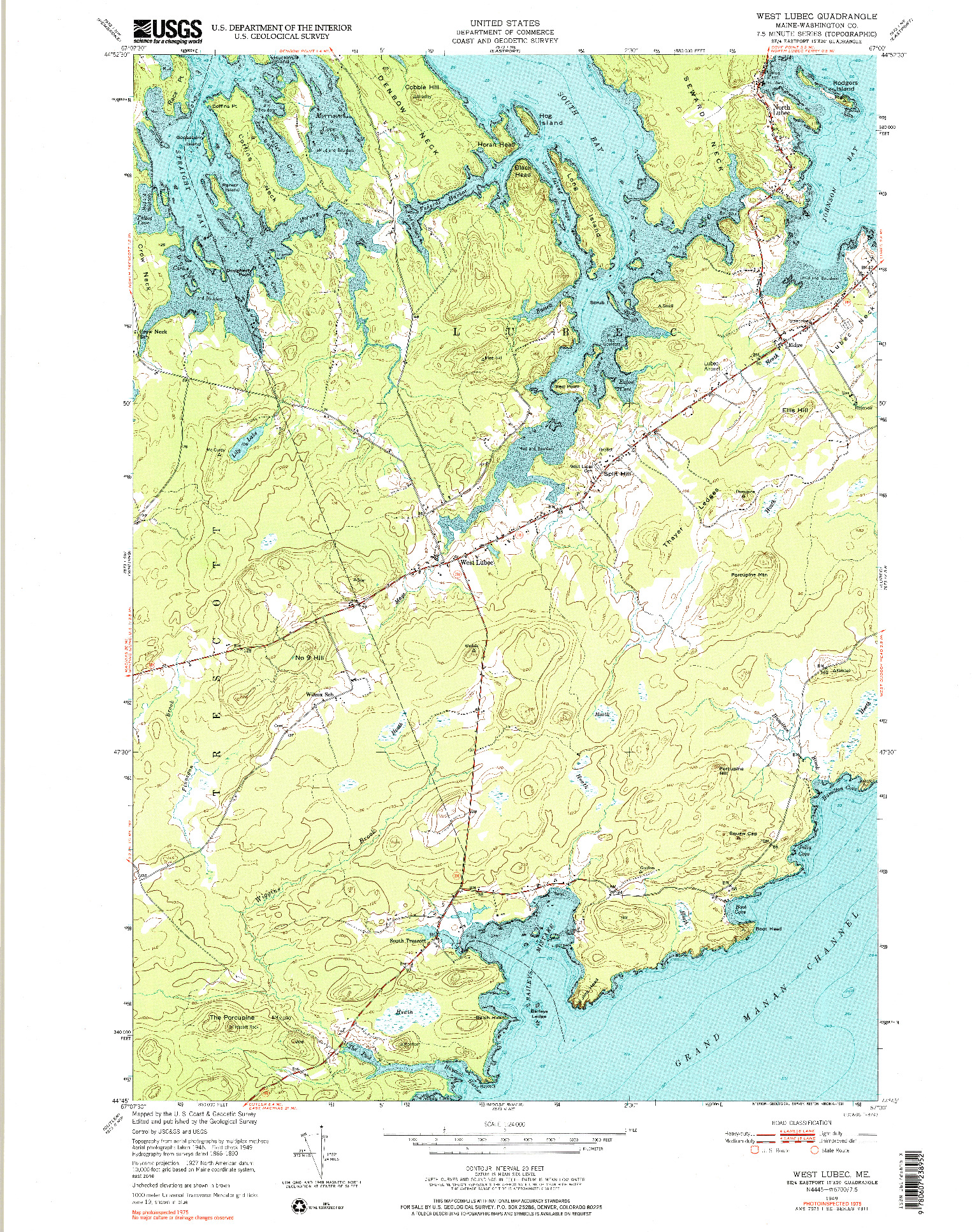 USGS 1:24000-SCALE QUADRANGLE FOR WEST LUBEC, ME 1949