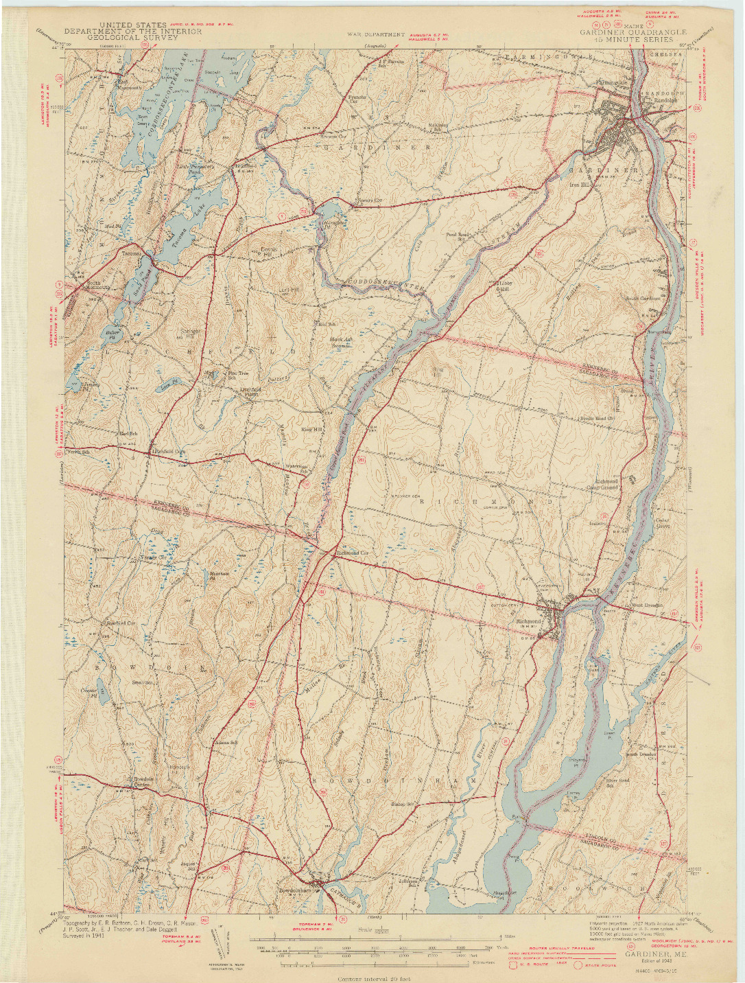 USGS 1:62500-SCALE QUADRANGLE FOR GARDINER, ME 1980