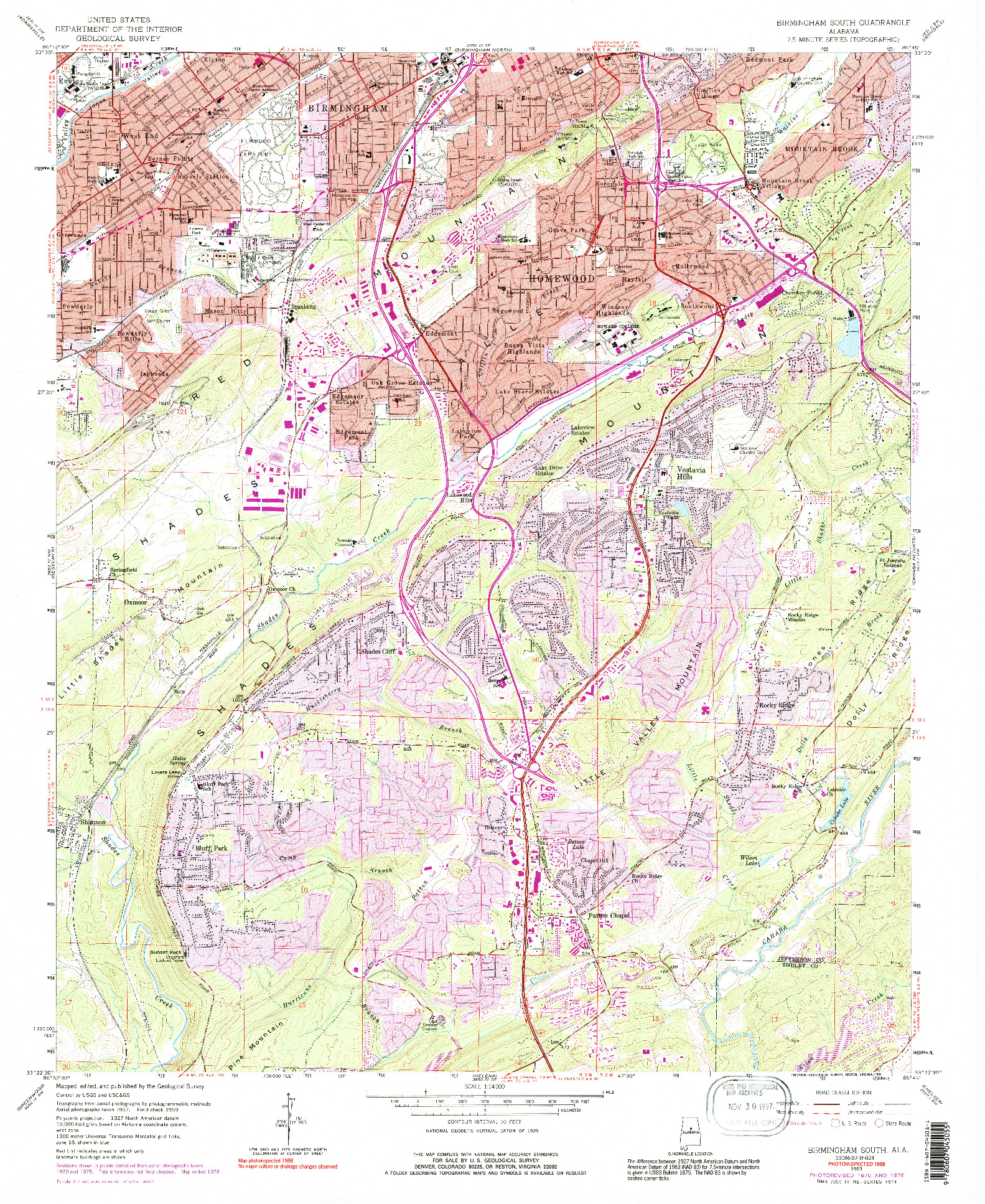 USGS 1:24000-SCALE QUADRANGLE FOR BIRMINGHAM SOUTH, AL 1959