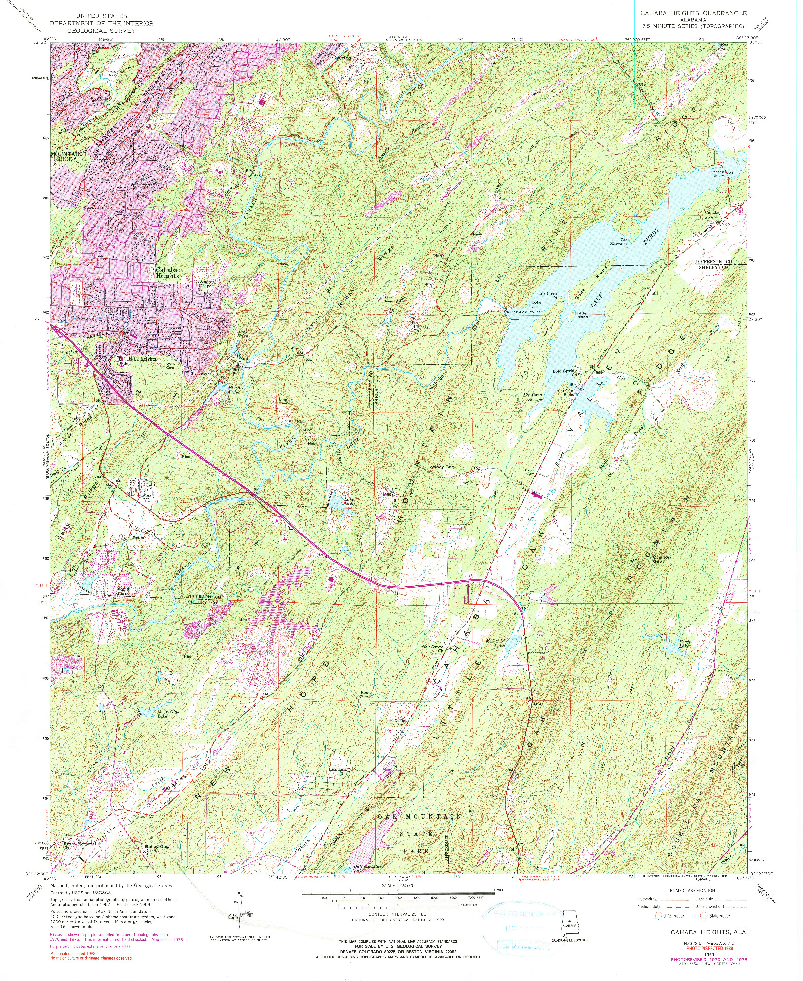 USGS 1:24000-SCALE QUADRANGLE FOR CAHABA HEIGHTS, AL 1959