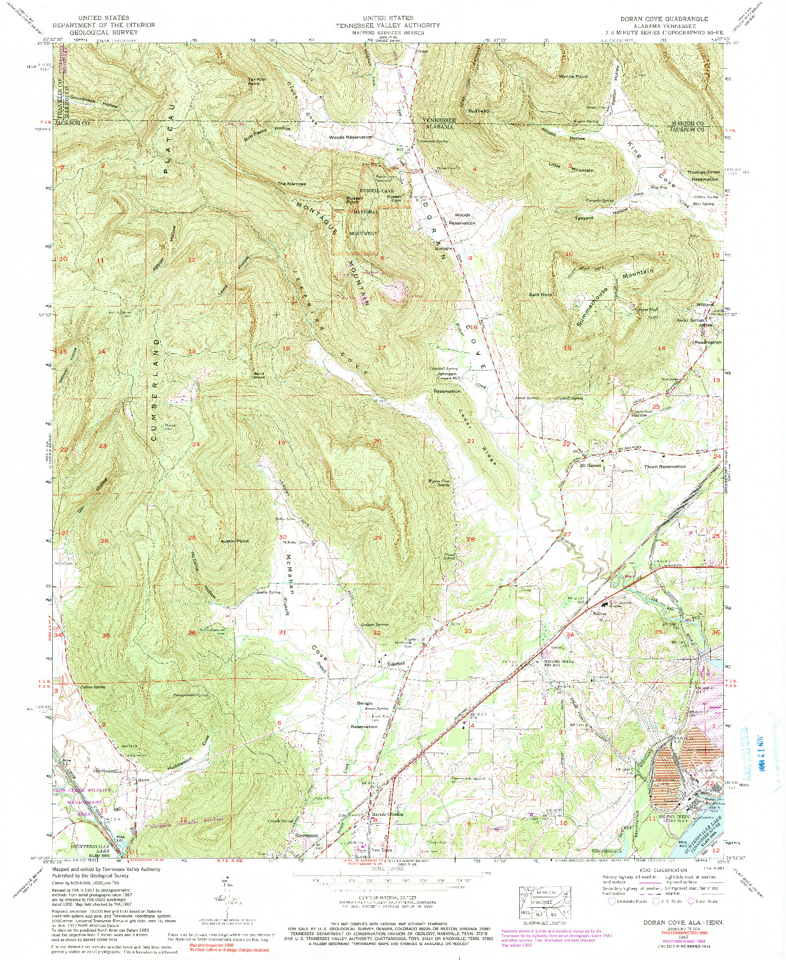 USGS 1:24000-SCALE QUADRANGLE FOR DORAN COVE, AL 1967