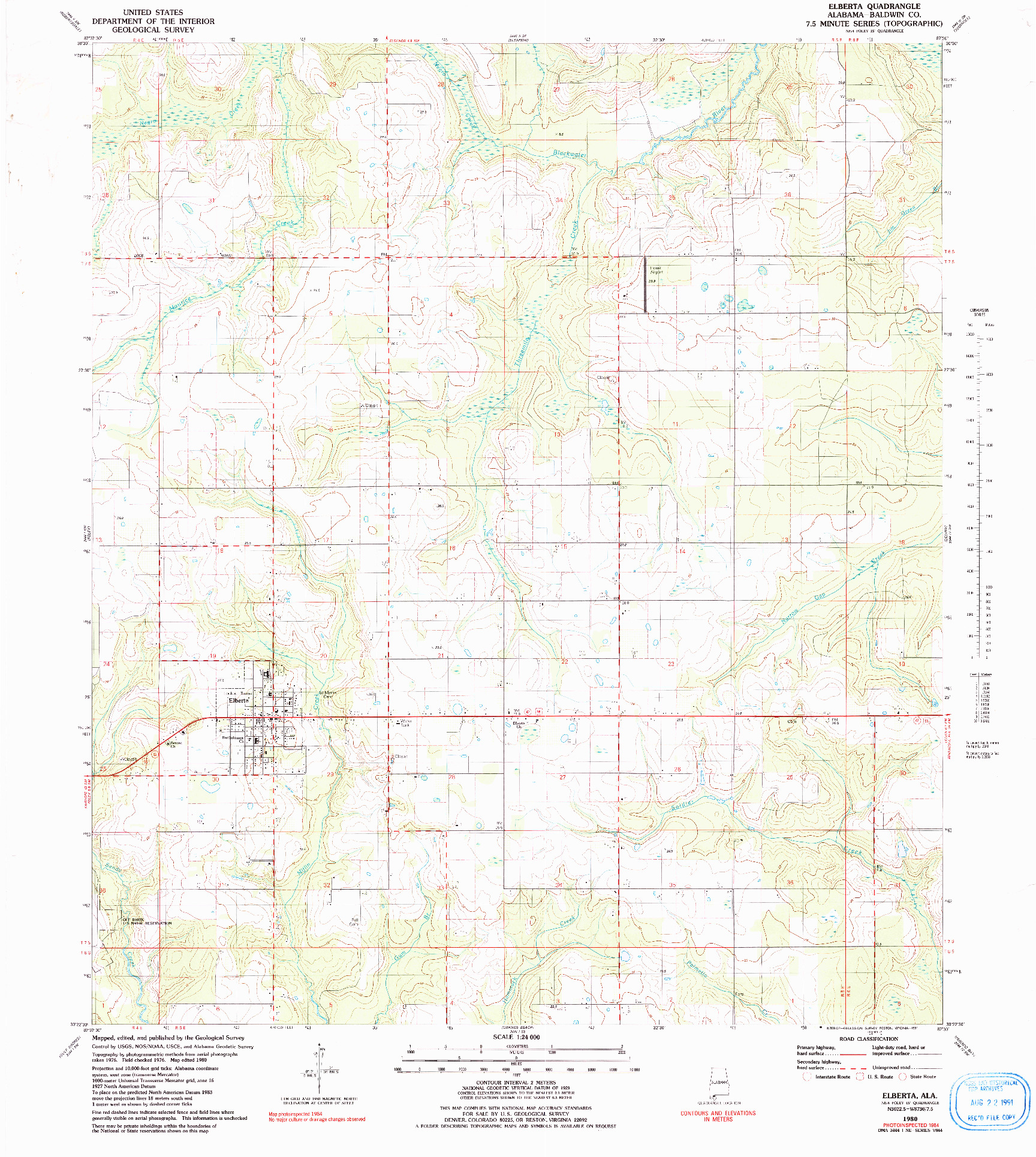 USGS 1:24000-SCALE QUADRANGLE FOR ELBERTA, AL 1980