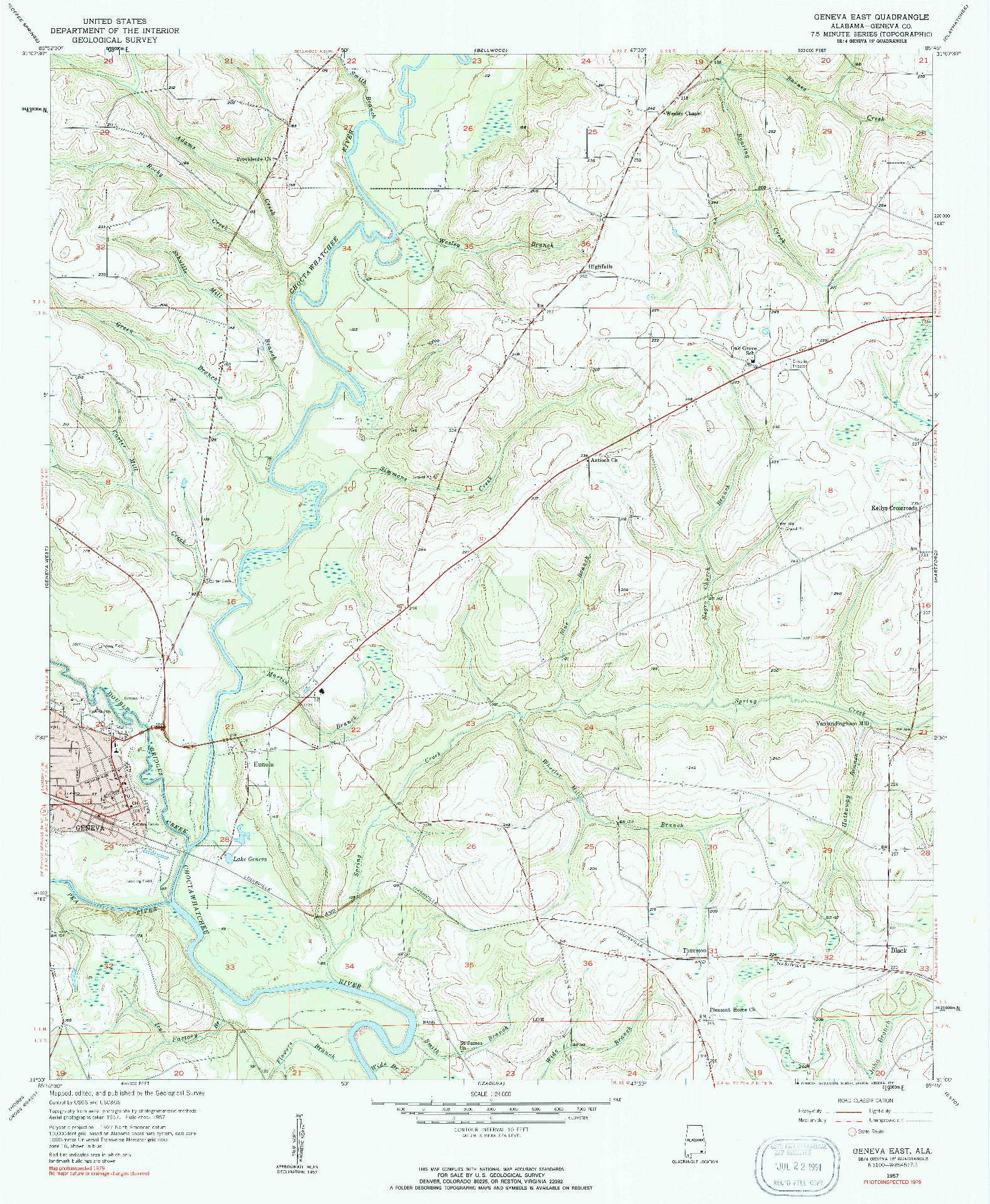 USGS 1:24000-SCALE QUADRANGLE FOR GENEVA EAST, AL 1957