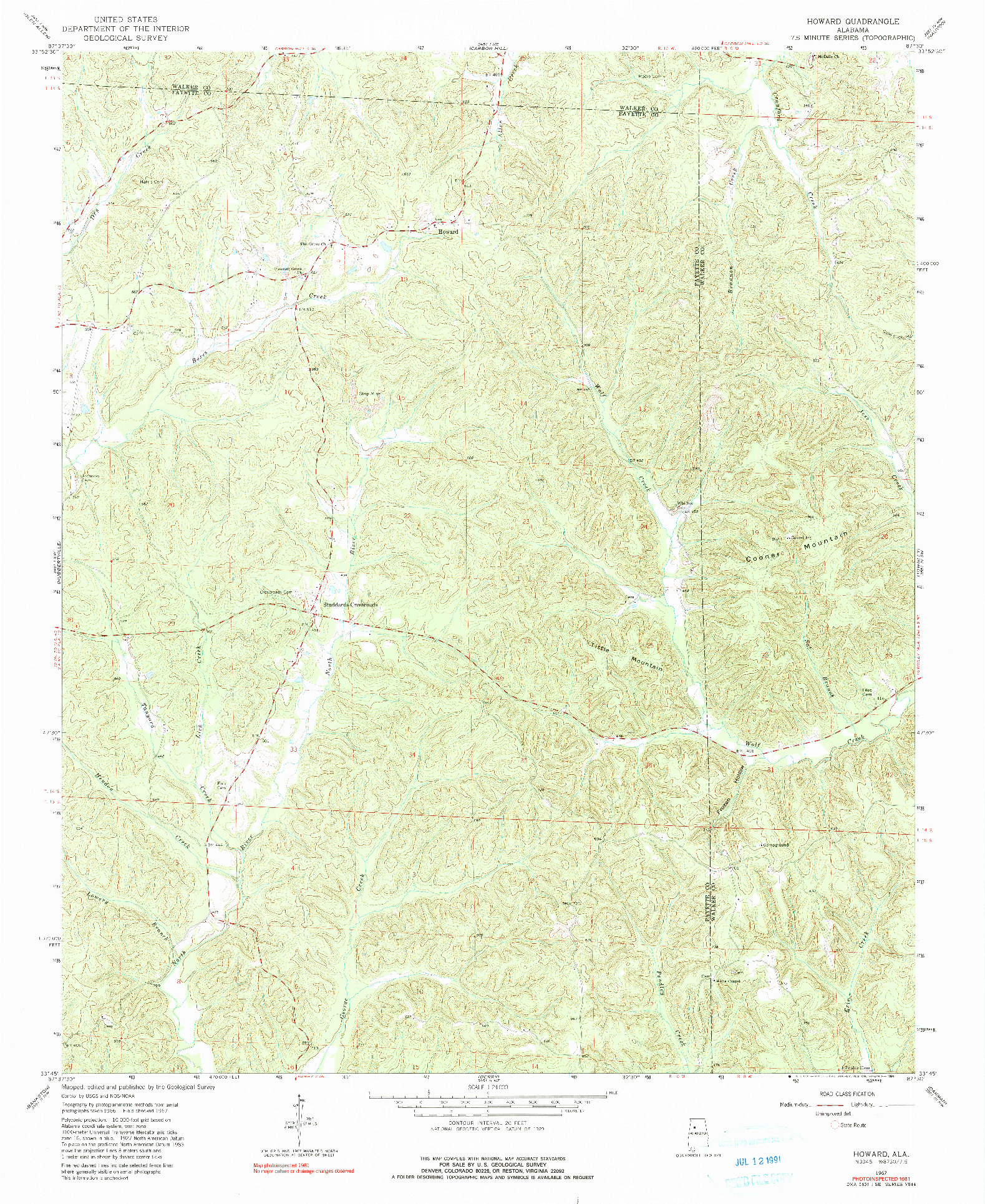 USGS 1:24000-SCALE QUADRANGLE FOR HOWARD, AL 1967