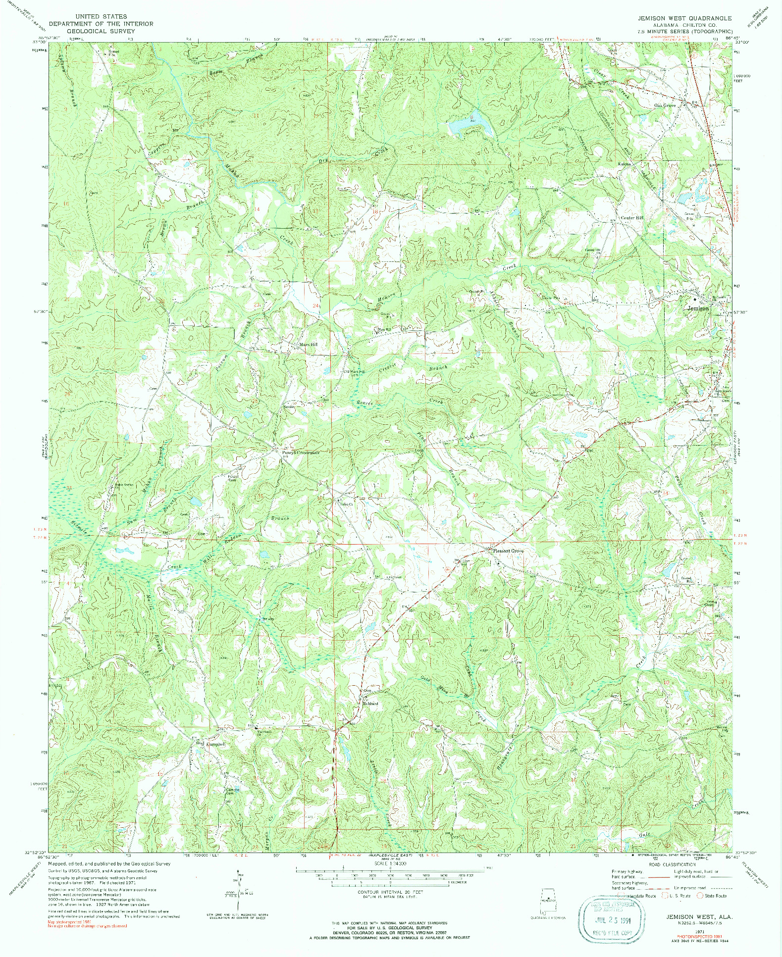 USGS 1:24000-SCALE QUADRANGLE FOR JEMISON WEST, AL 1971