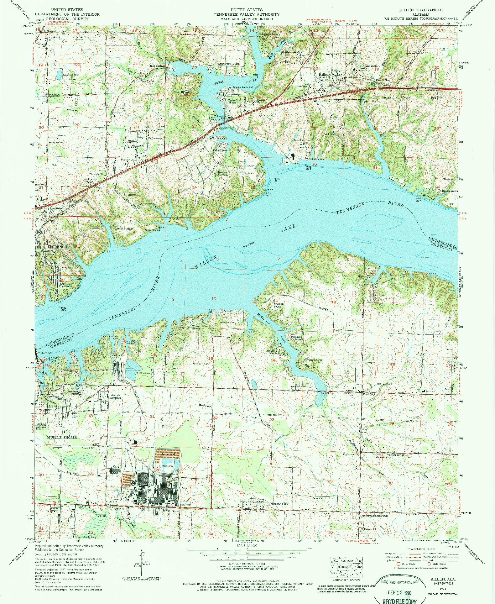 USGS 1:24000-SCALE QUADRANGLE FOR KILLEN, AL 1971