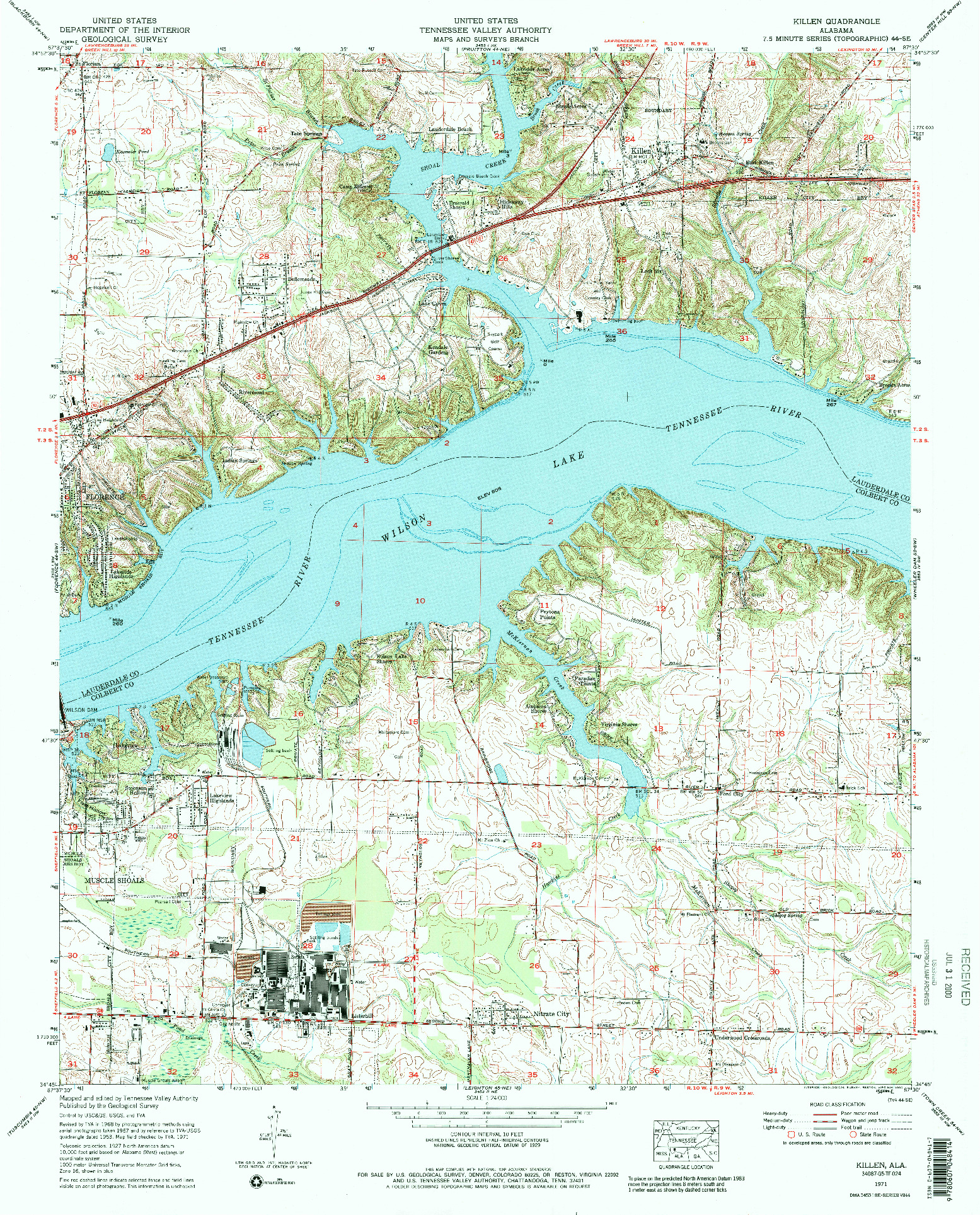 USGS 1:24000-SCALE QUADRANGLE FOR KILLEN, AL 1971