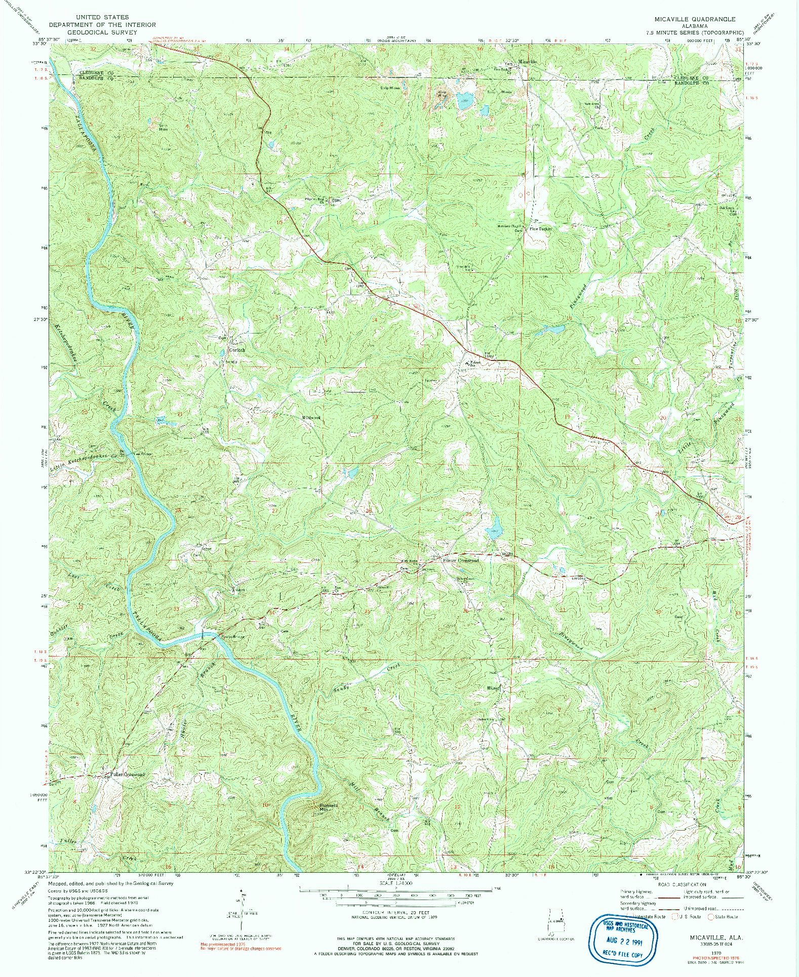 USGS 1:24000-SCALE QUADRANGLE FOR MICAVILLE, AL 1970