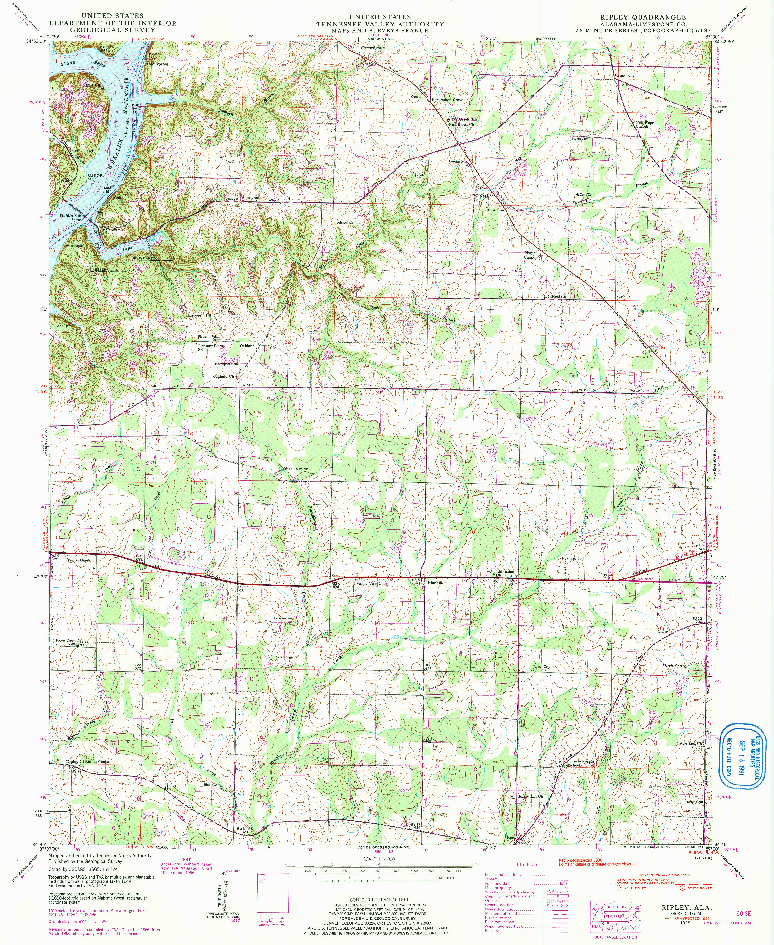 USGS 1:24000-SCALE QUADRANGLE FOR RIPLEY, AL 1948
