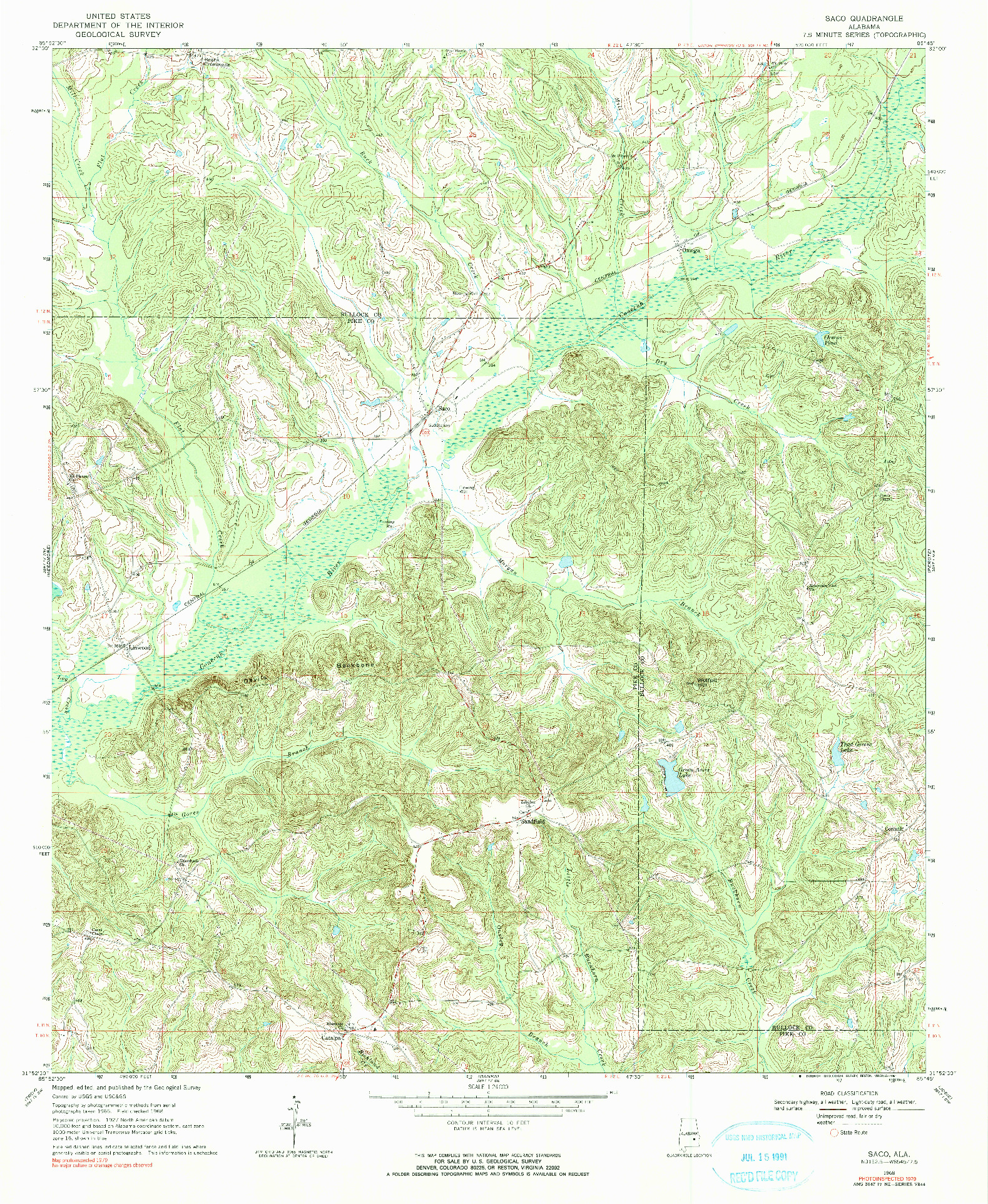 USGS 1:24000-SCALE QUADRANGLE FOR SACO, AL 1968