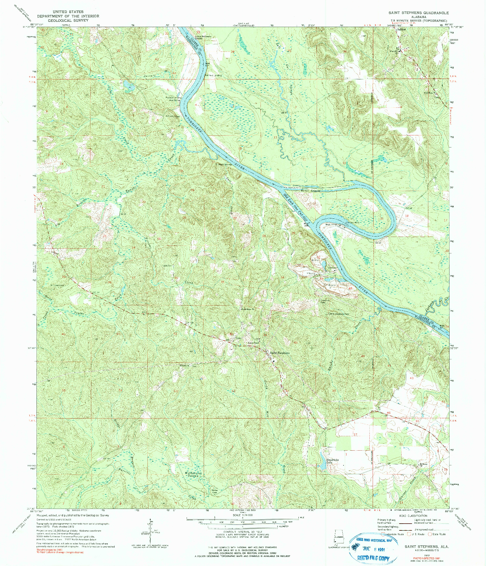 USGS 1:24000-SCALE QUADRANGLE FOR SAINT STEPHENS, AL 1972