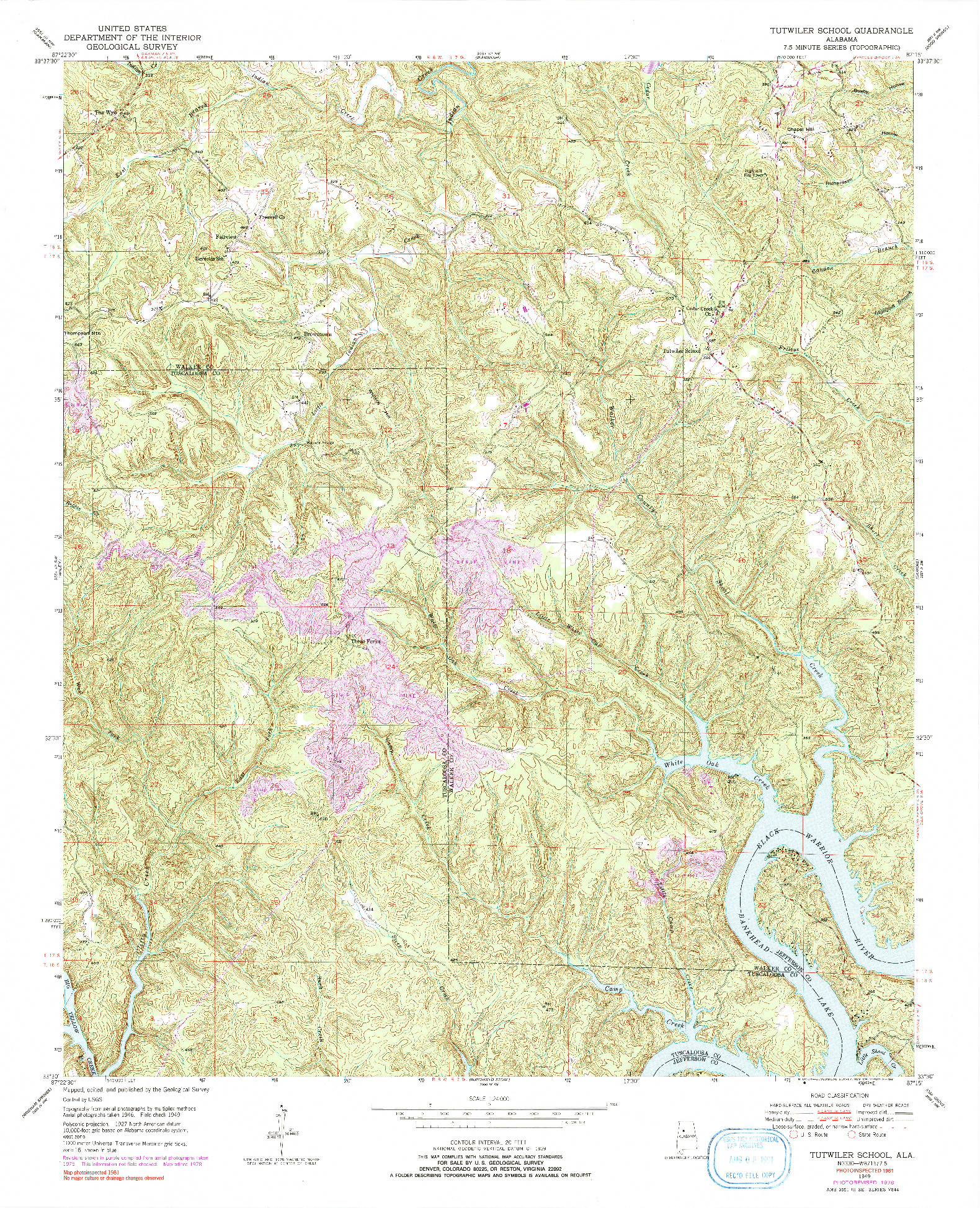 USGS 1:24000-SCALE QUADRANGLE FOR TUTWILER SCHOOL, AL 1949