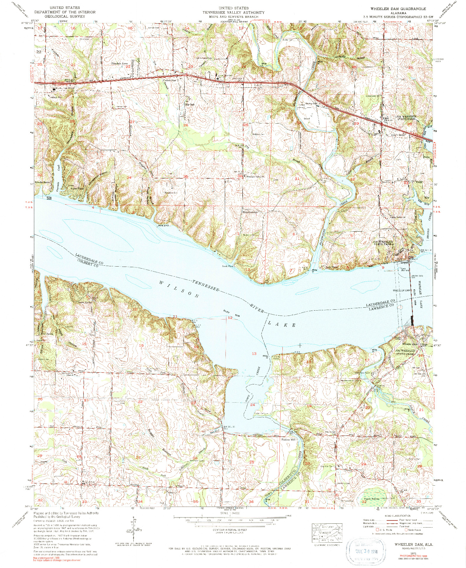 USGS 1:24000-SCALE QUADRANGLE FOR WHEELER DAM, AL 1971