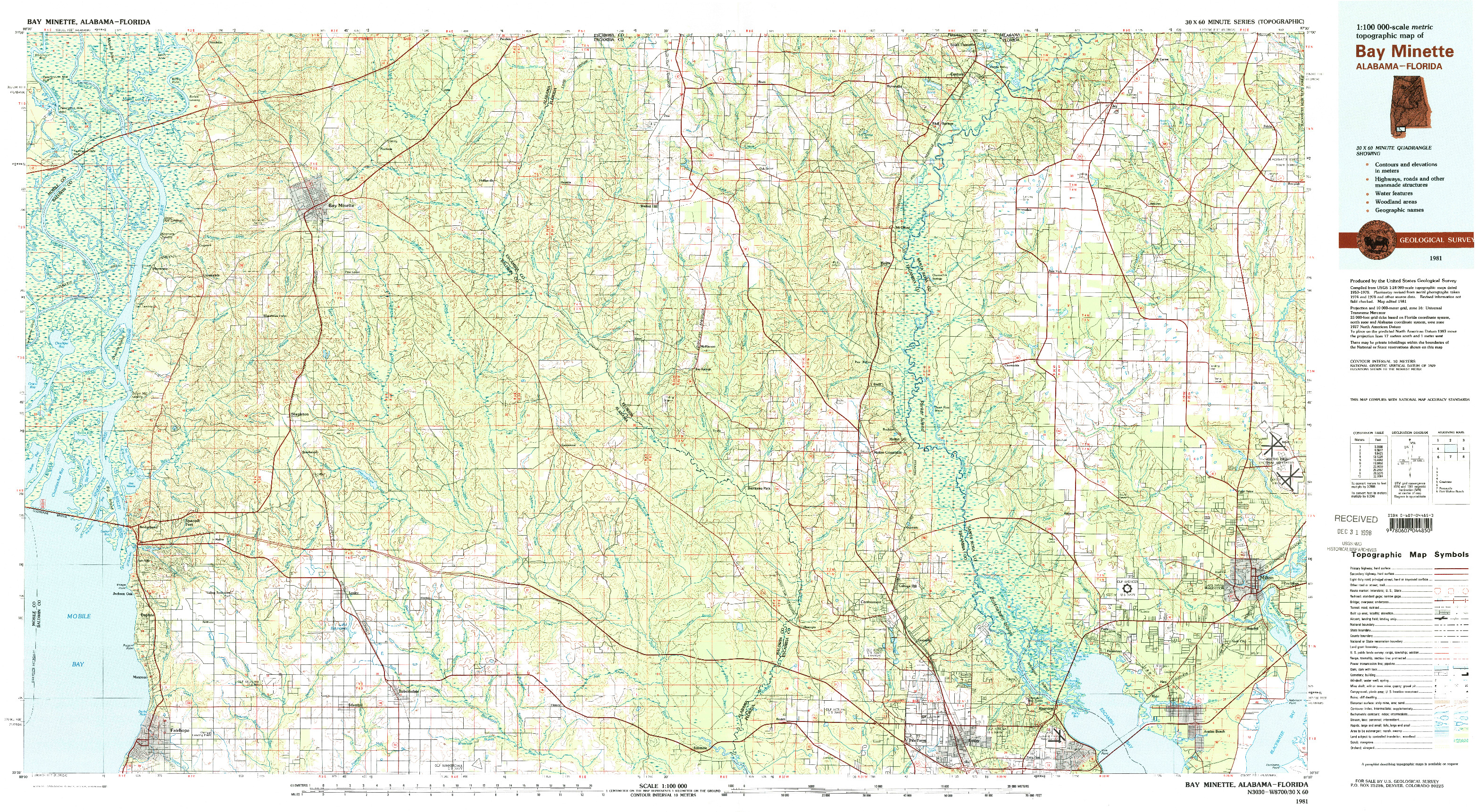 USGS 1:100000-SCALE QUADRANGLE FOR BAY MINETTE, AL 1981