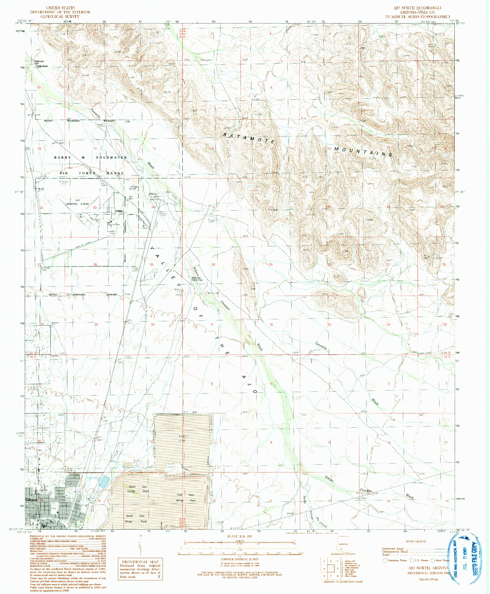 USGS 1:24000-SCALE QUADRANGLE FOR AJO NORTH, AZ 1990
