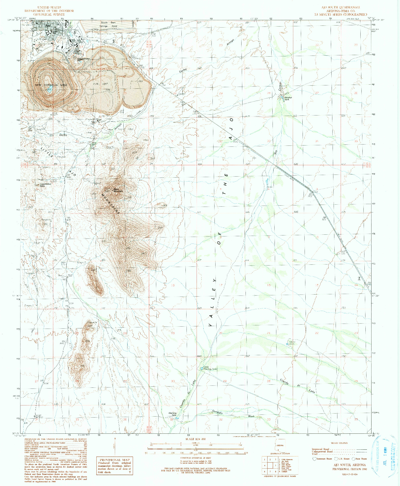 USGS 1:24000-SCALE QUADRANGLE FOR AJO SOUTH, AZ 1990