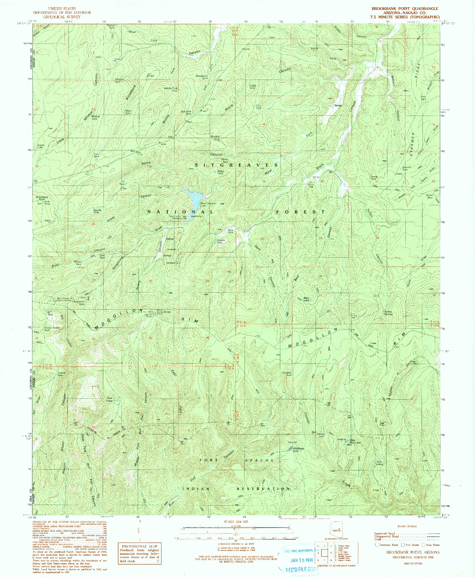 USGS 1:24000-SCALE QUADRANGLE FOR BROOKBANK POINT, AZ 1990