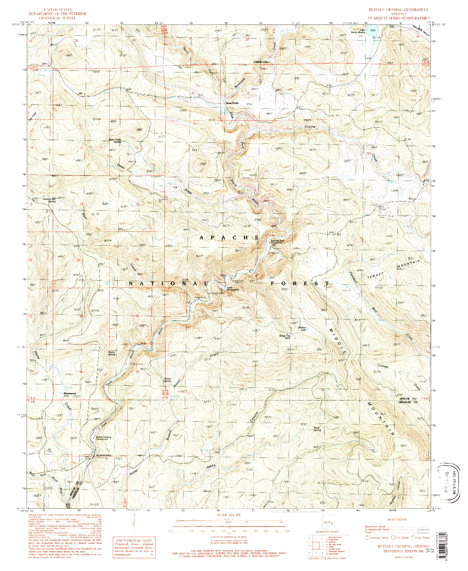 USGS 1:24000-SCALE QUADRANGLE FOR BUFFALO CROSSING, AZ 1991