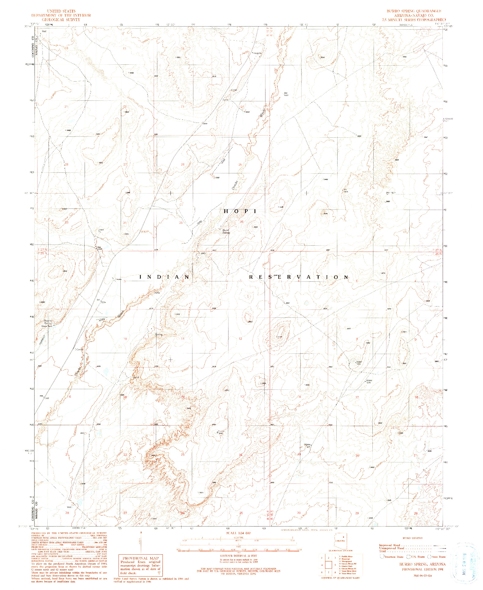 USGS 1:24000-SCALE QUADRANGLE FOR BURRO SPRING, AZ 1991