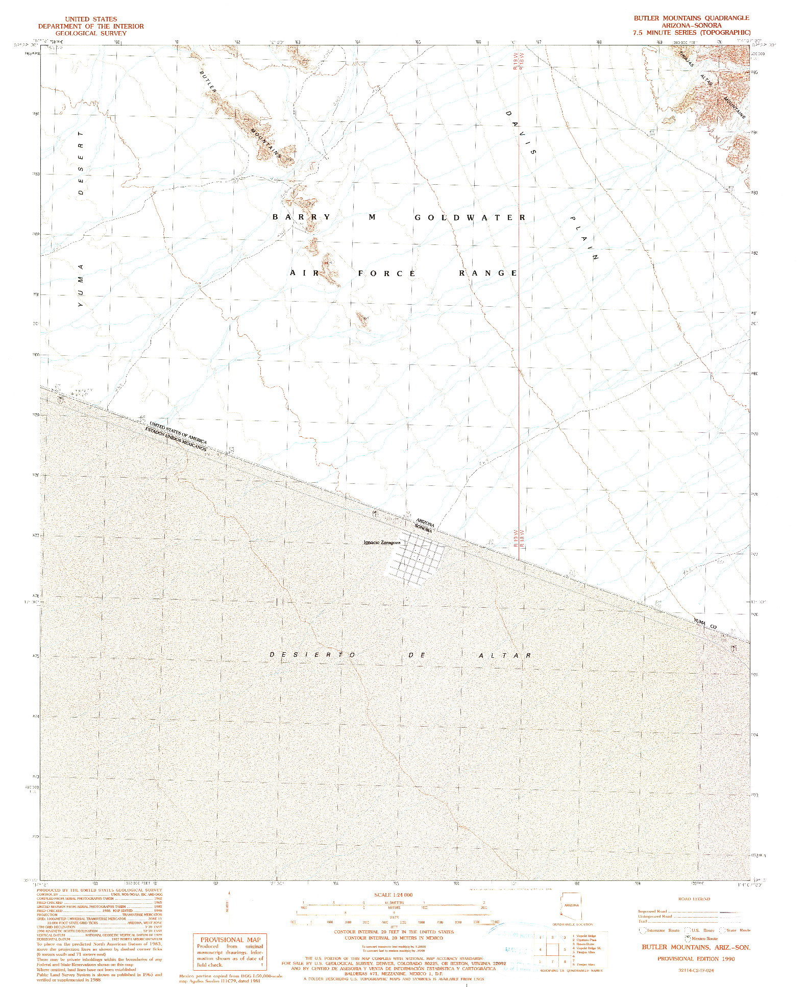 USGS 1:24000-SCALE QUADRANGLE FOR BUTLER MOUNTAINS, AZ 1990