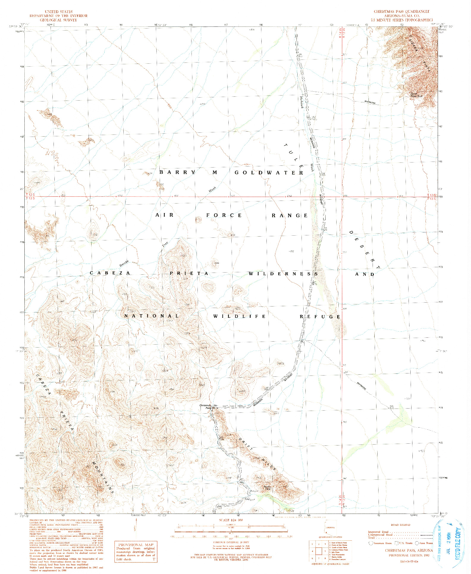 USGS 1:24000-SCALE QUADRANGLE FOR CHRISTMAS PASS, AZ 1990