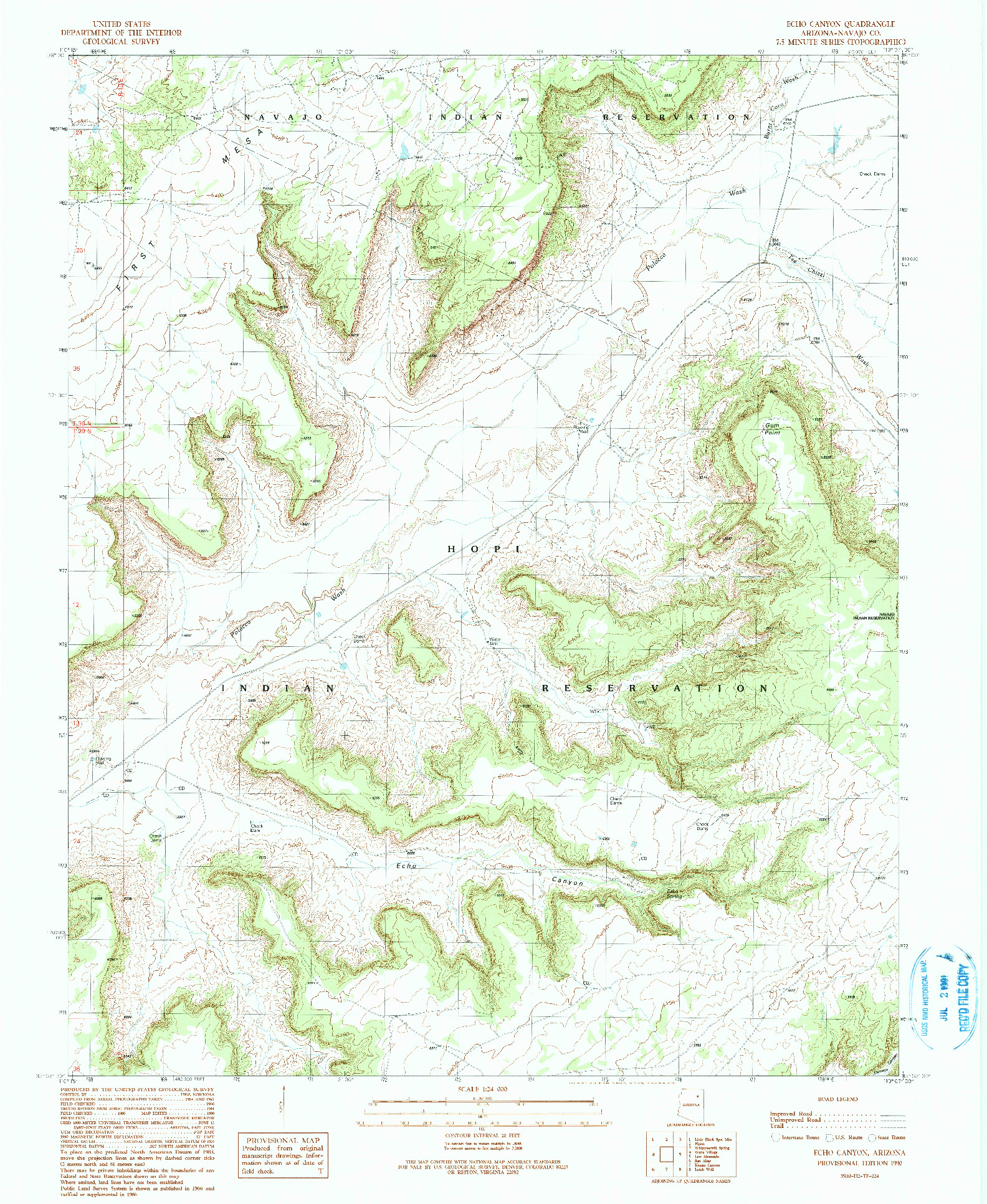 USGS 1:24000-SCALE QUADRANGLE FOR ECHO CANYON, AZ 1990