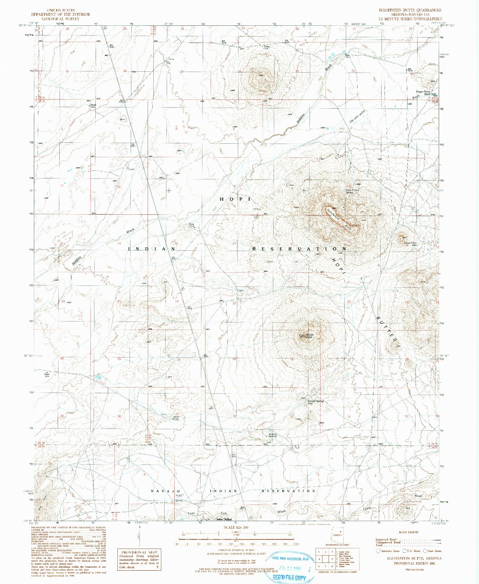 USGS 1:24000-SCALE QUADRANGLE FOR EGLOFFSTEIN BUTTE, AZ 1991