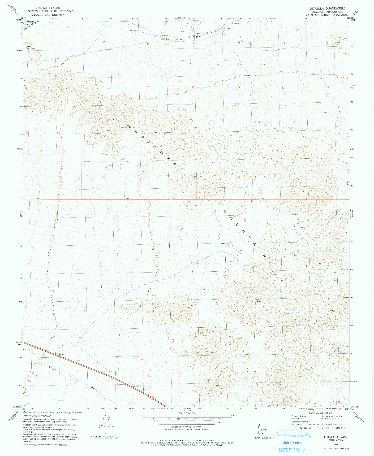 USGS 1:24000-SCALE QUADRANGLE FOR ESTRELLA, AZ 1979