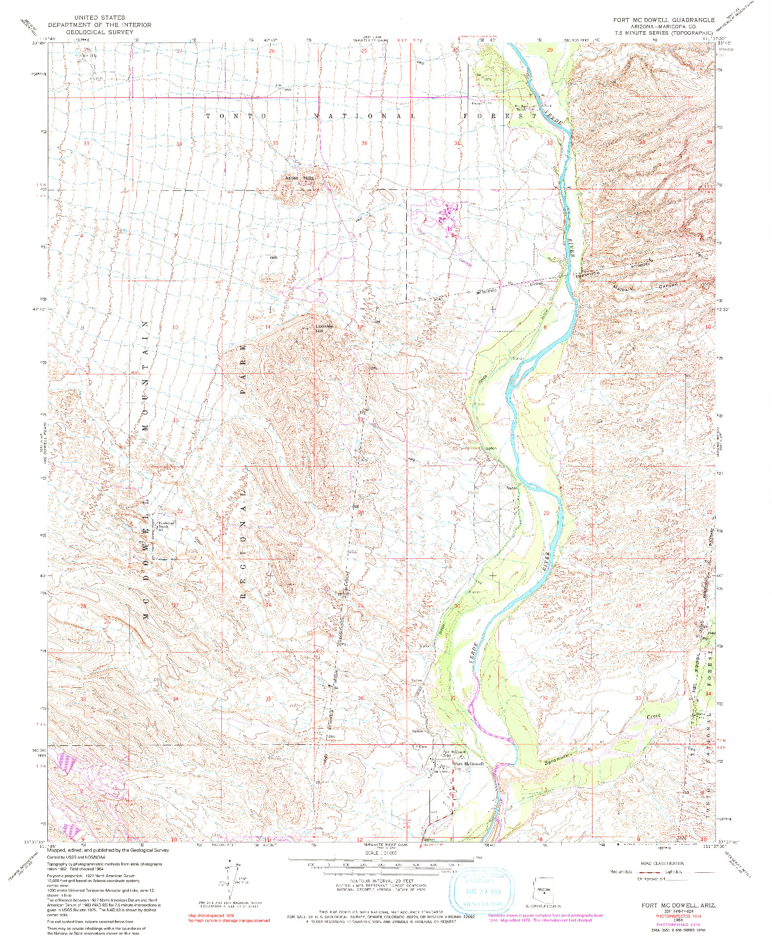 USGS 1:24000-SCALE QUADRANGLE FOR FORT MCDOWELL, AZ 1964