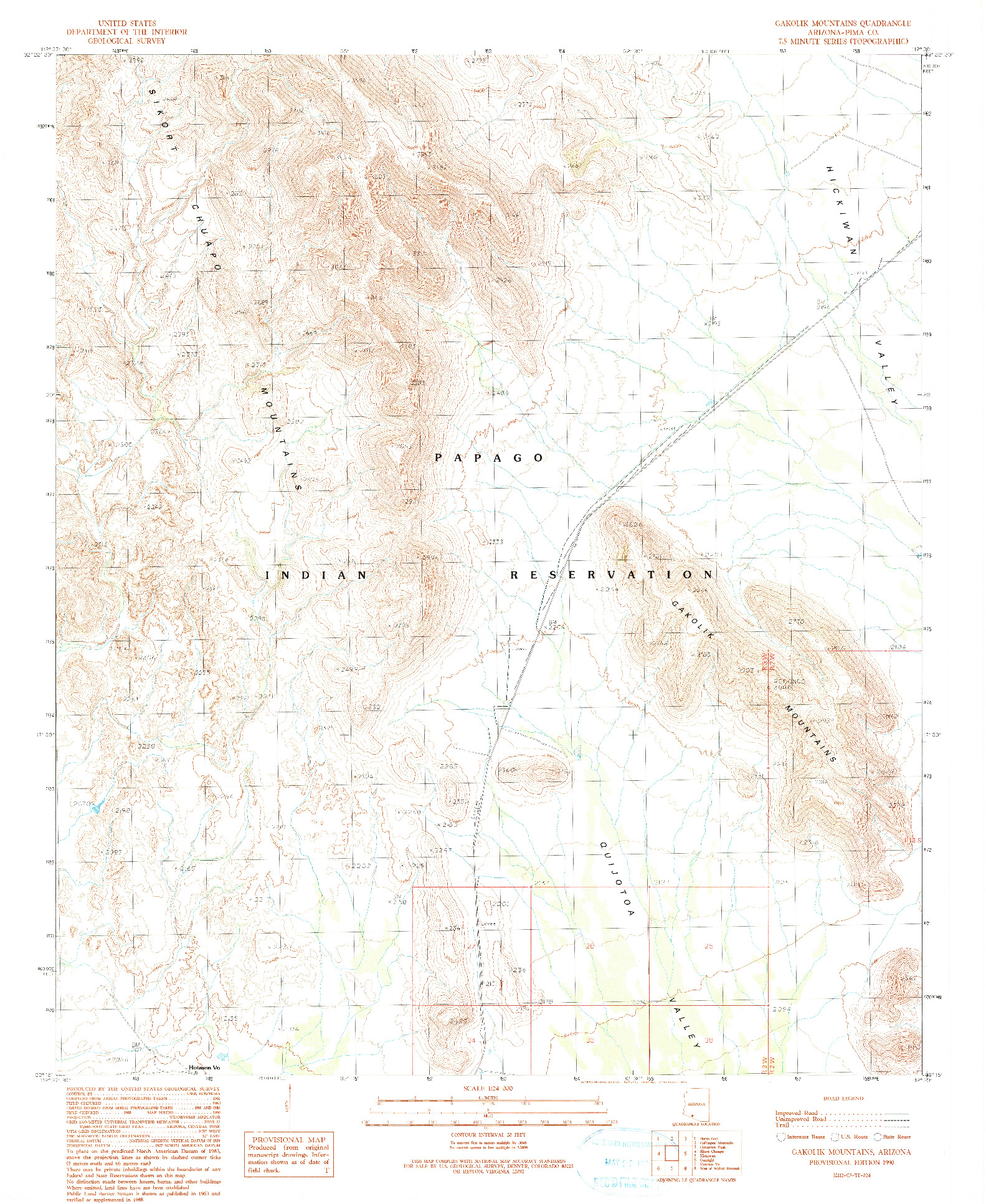 USGS 1:24000-SCALE QUADRANGLE FOR GAKOLIK MOUNTAINS, AZ 1990