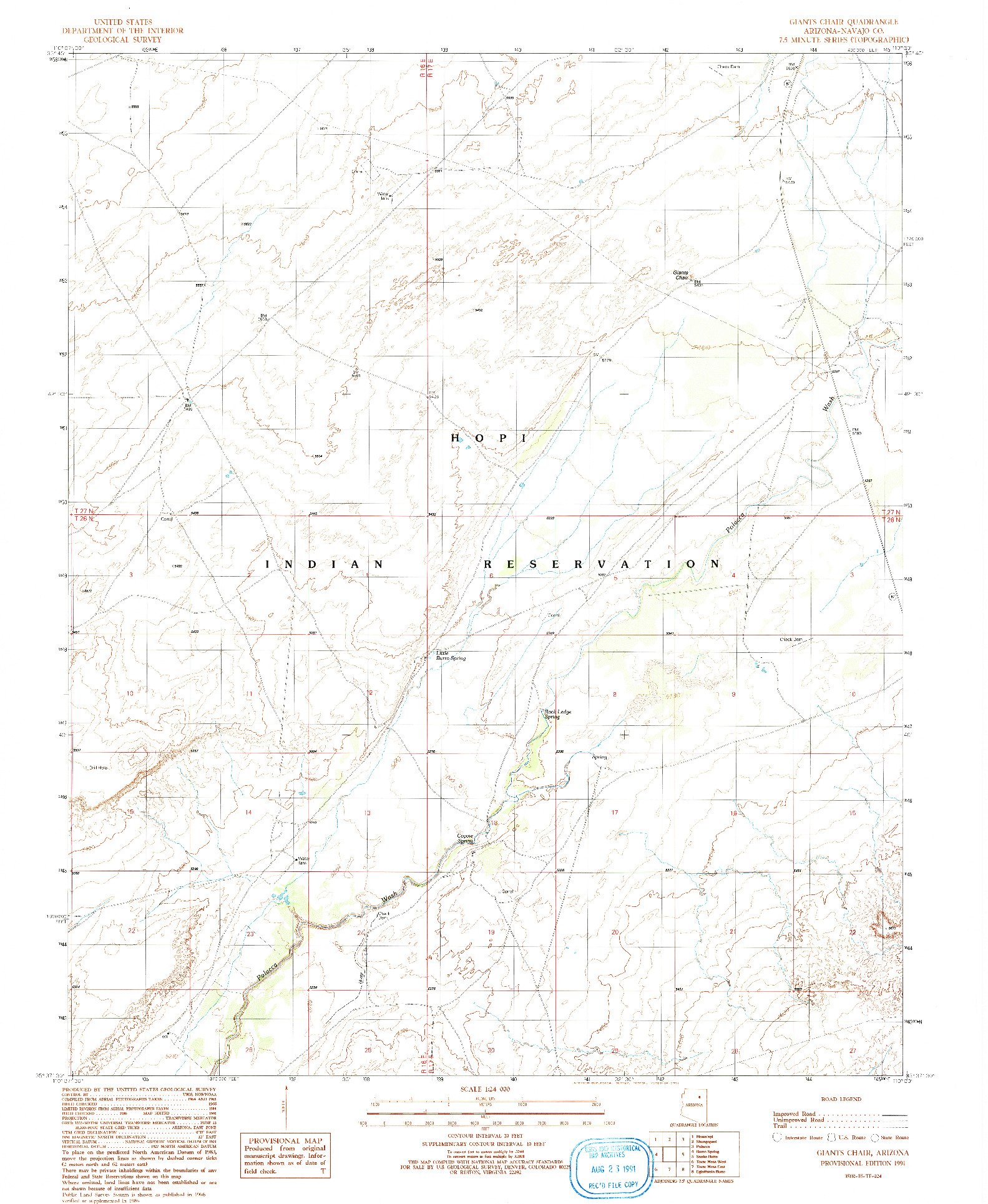 USGS 1:24000-SCALE QUADRANGLE FOR GIANTS CHAIR, AZ 1991