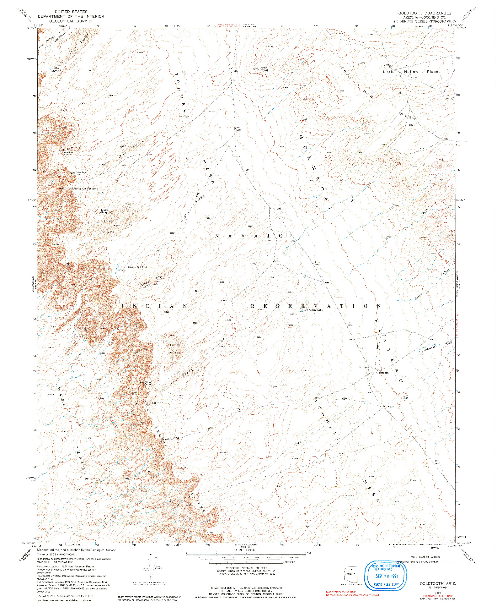 USGS 1:24000-SCALE QUADRANGLE FOR GOLDTOOTH, AZ 1969