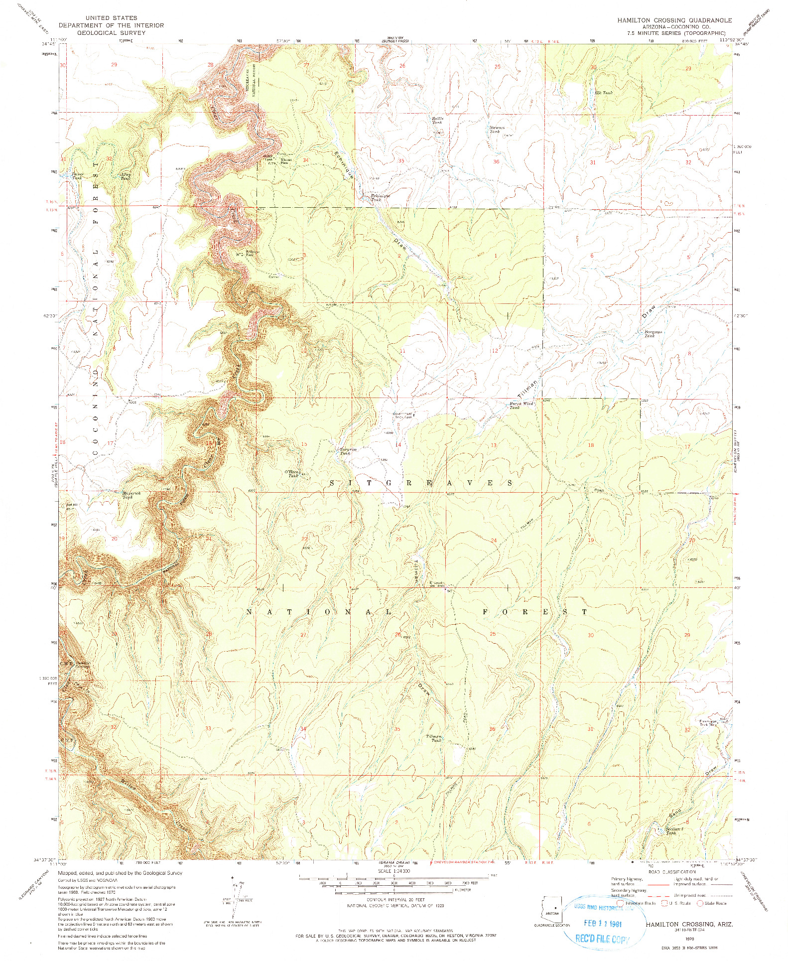 USGS 1:24000-SCALE QUADRANGLE FOR HAMILTON CROSSING, AZ 1970