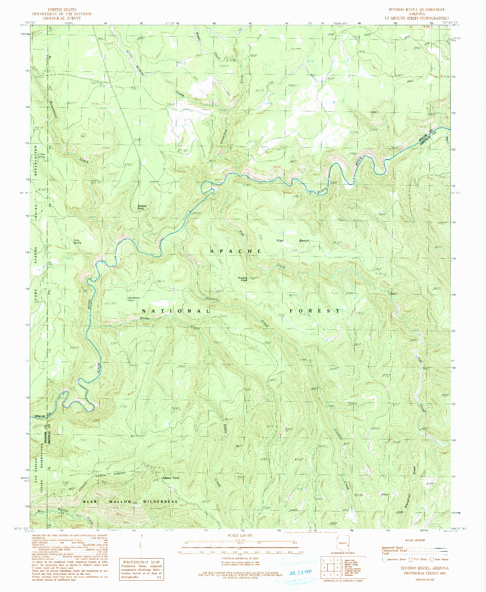 USGS 1:24000-SCALE QUADRANGLE FOR HOODOO KNOLL, AZ 1991