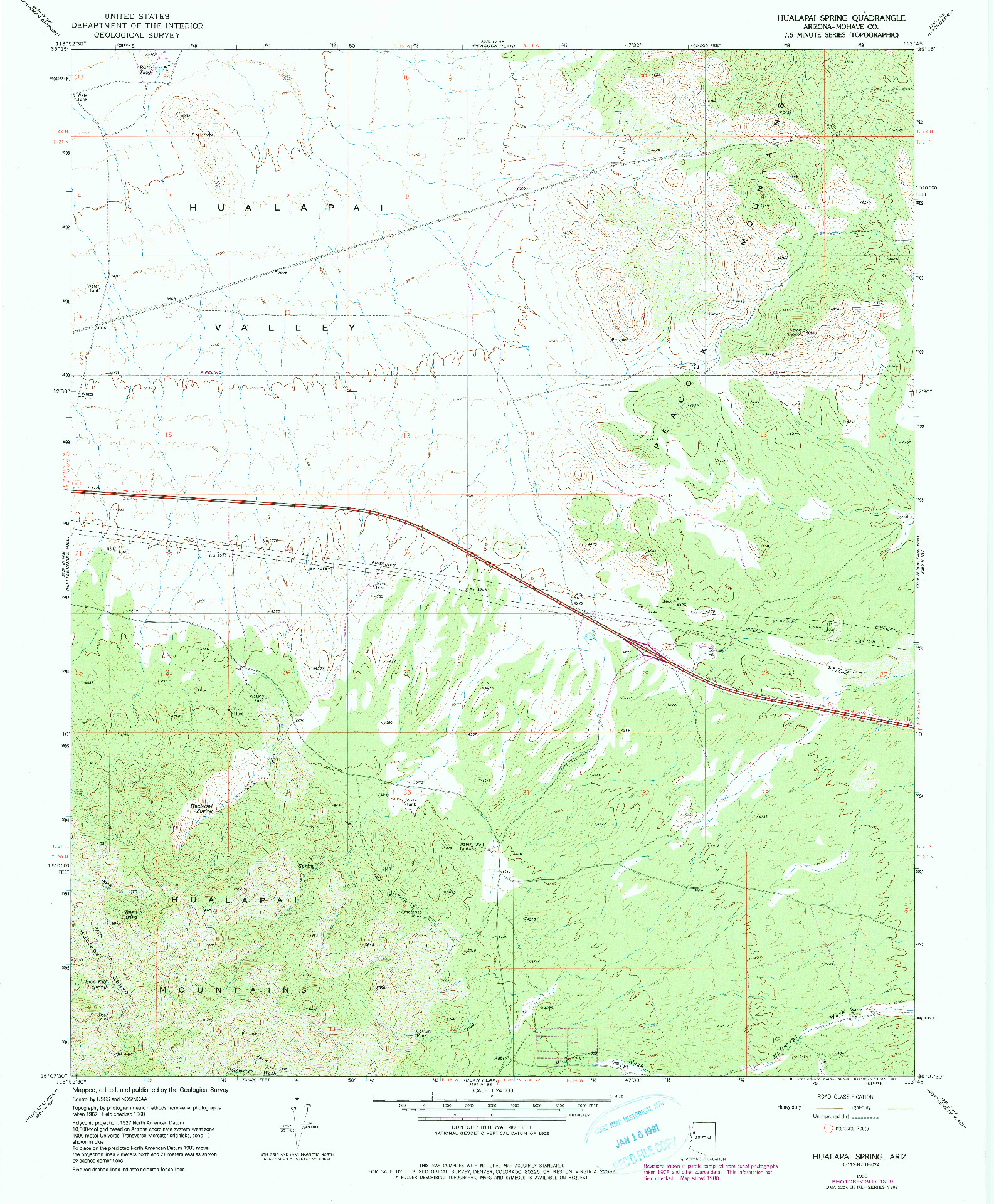 USGS 1:24000-SCALE QUADRANGLE FOR HUALAPAI SPRING, AZ 1968
