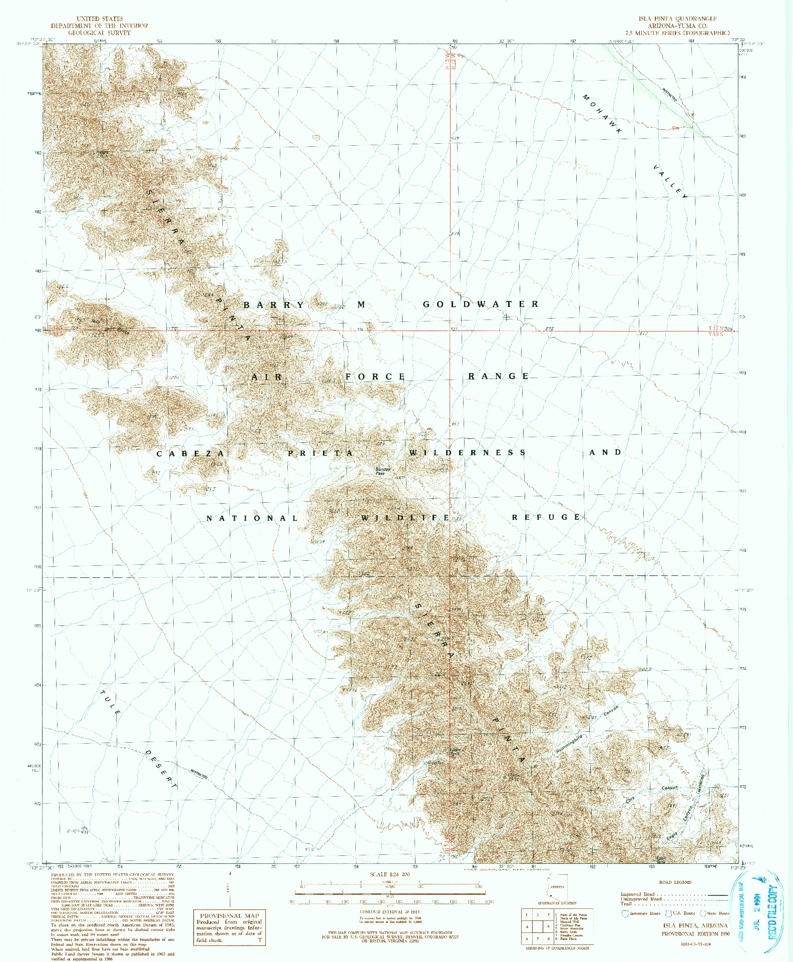 USGS 1:24000-SCALE QUADRANGLE FOR ISLA PINTA, AZ 1990