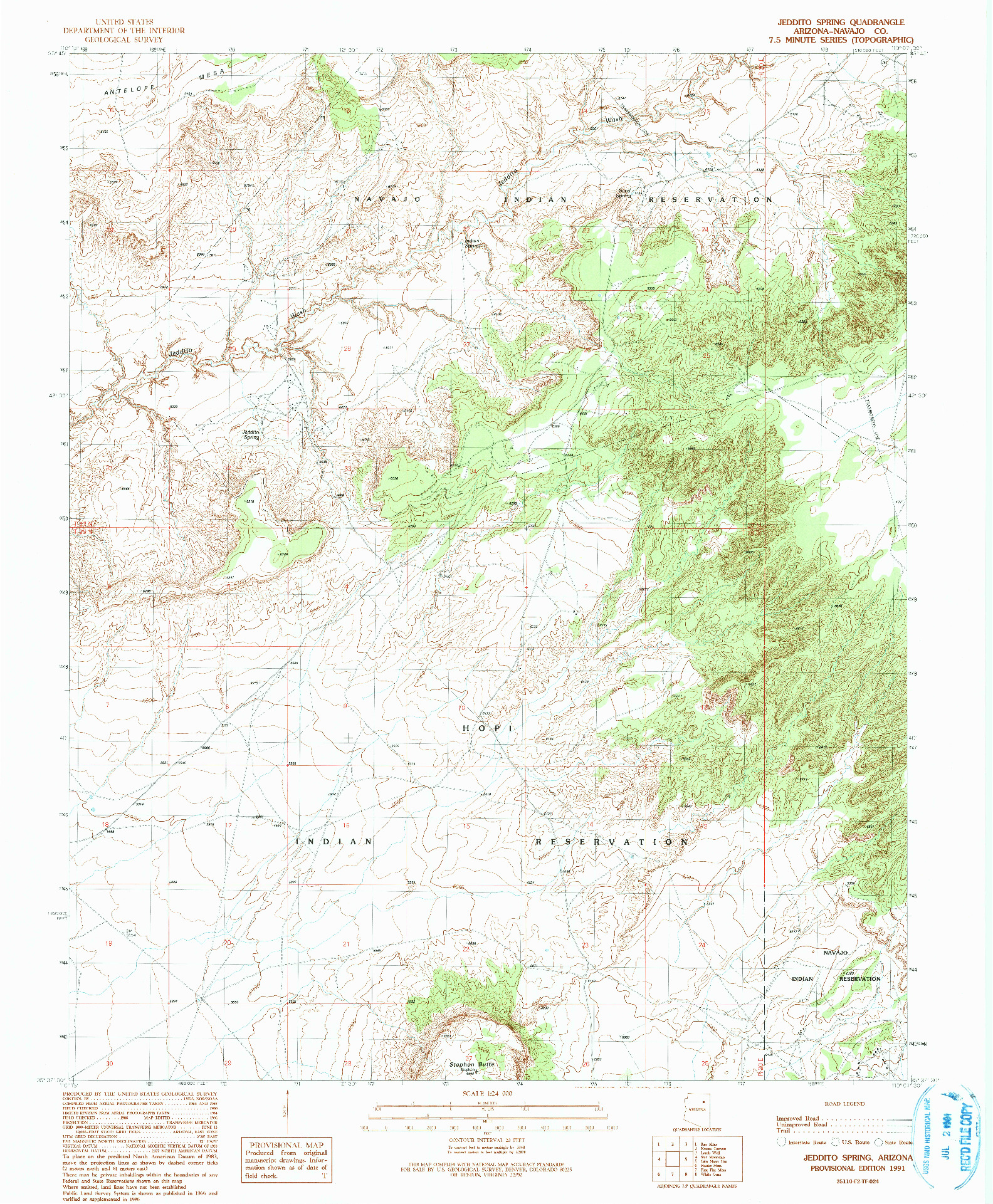 USGS 1:24000-SCALE QUADRANGLE FOR JEDDITO SPRING, AZ 1991