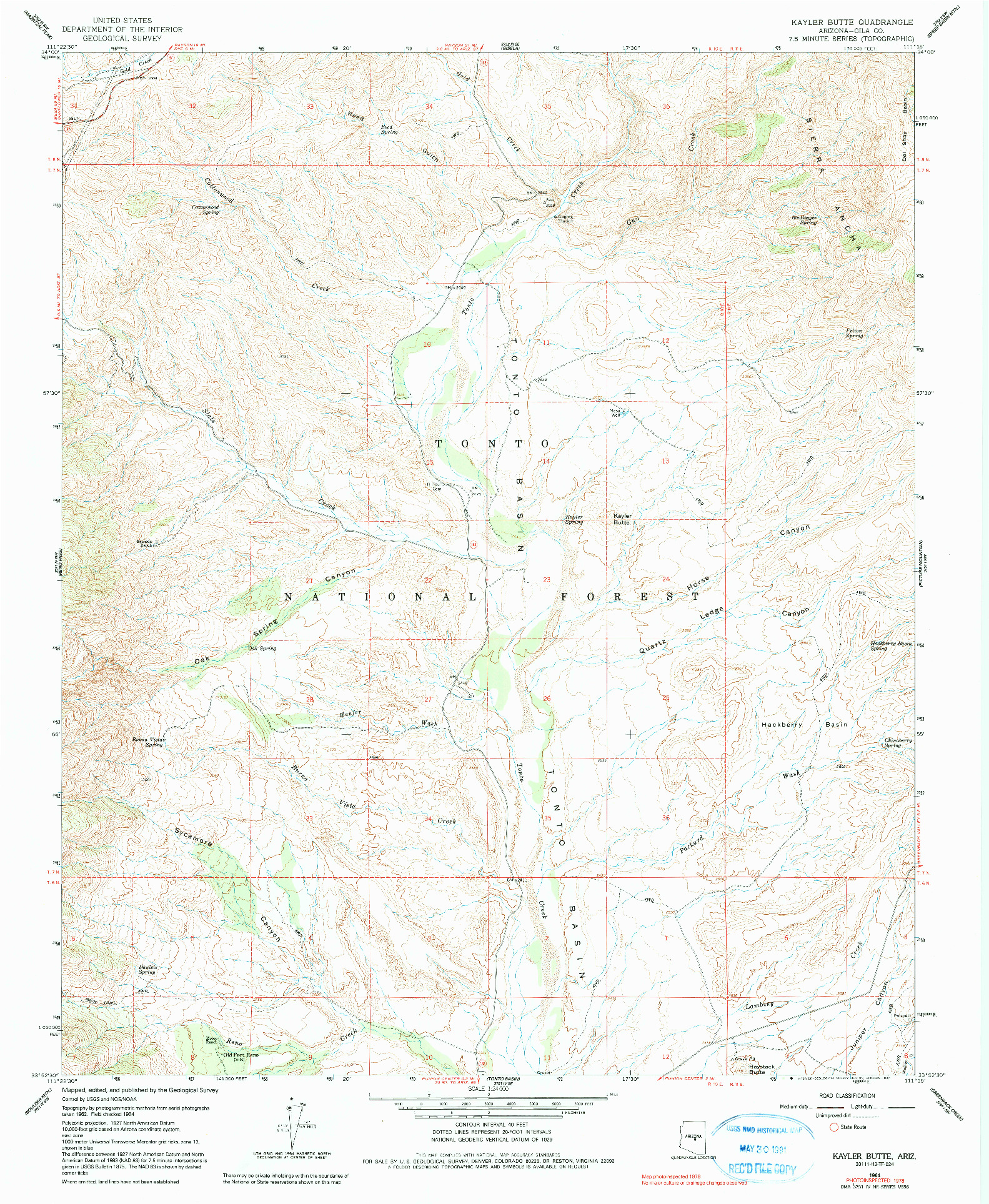 USGS 1:24000-SCALE QUADRANGLE FOR KAYLER BUTTE, AZ 1964