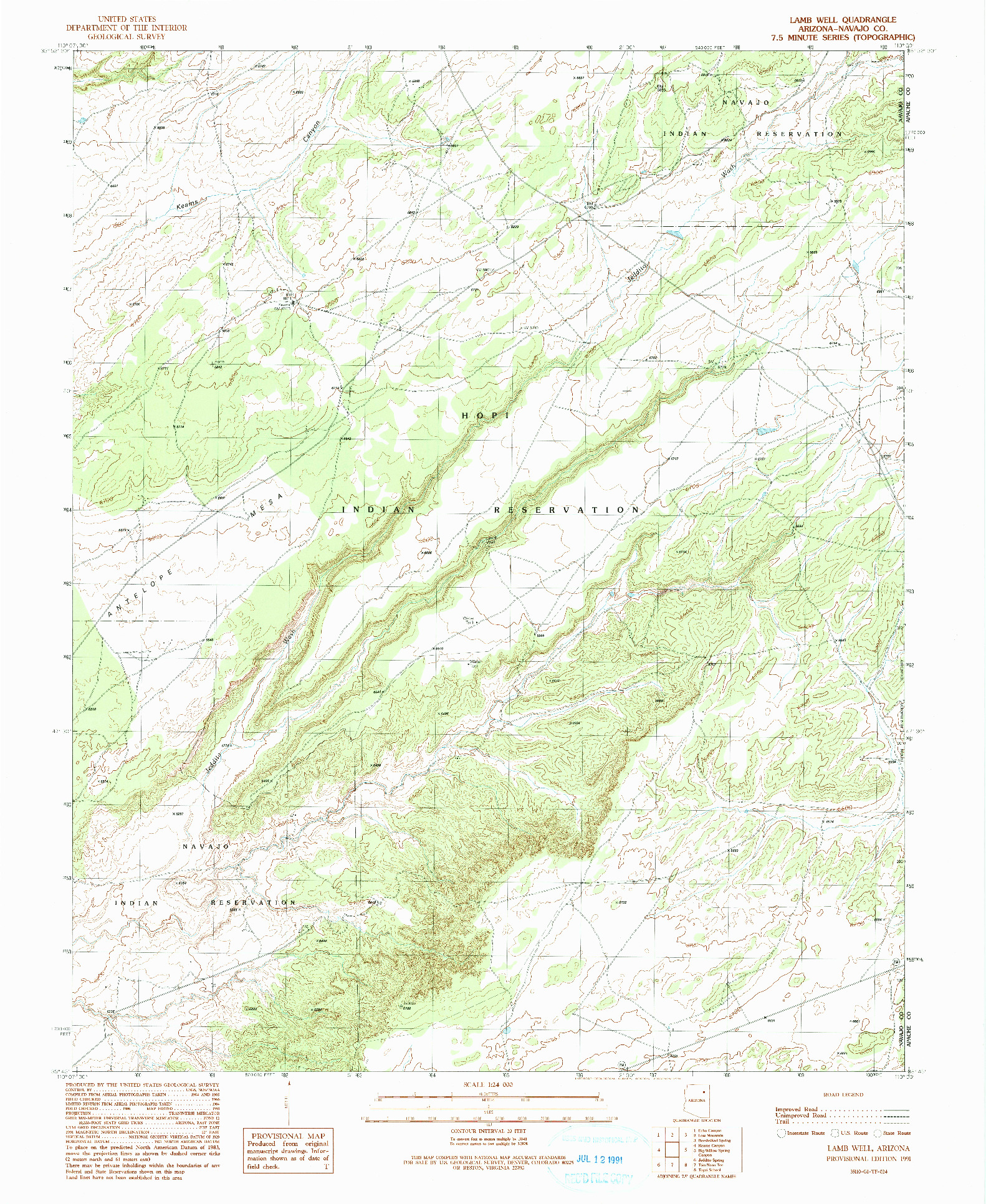 USGS 1:24000-SCALE QUADRANGLE FOR LAMB WELL, AZ 1991