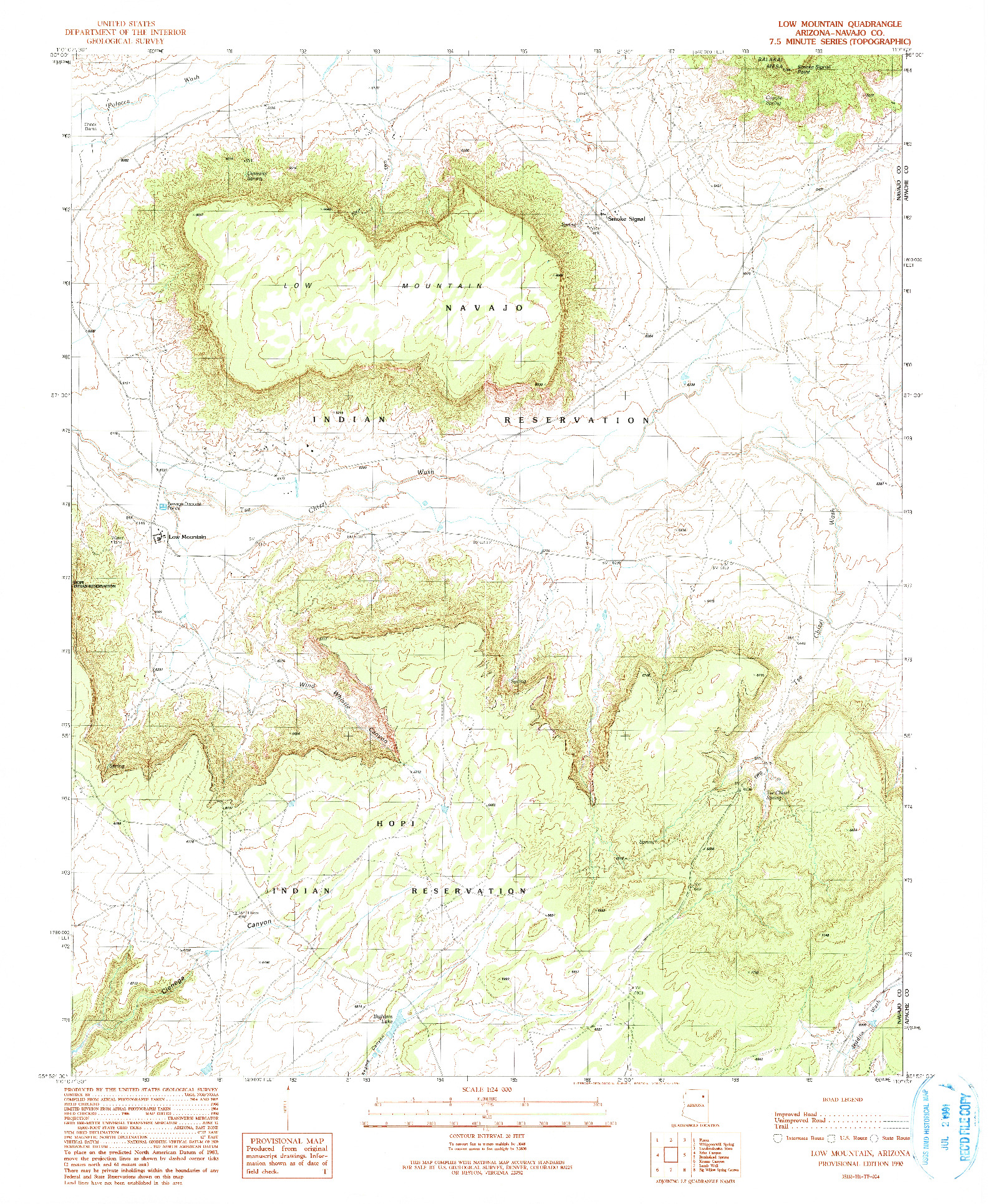 USGS 1:24000-SCALE QUADRANGLE FOR LOW MOUNTAIN, AZ 1990